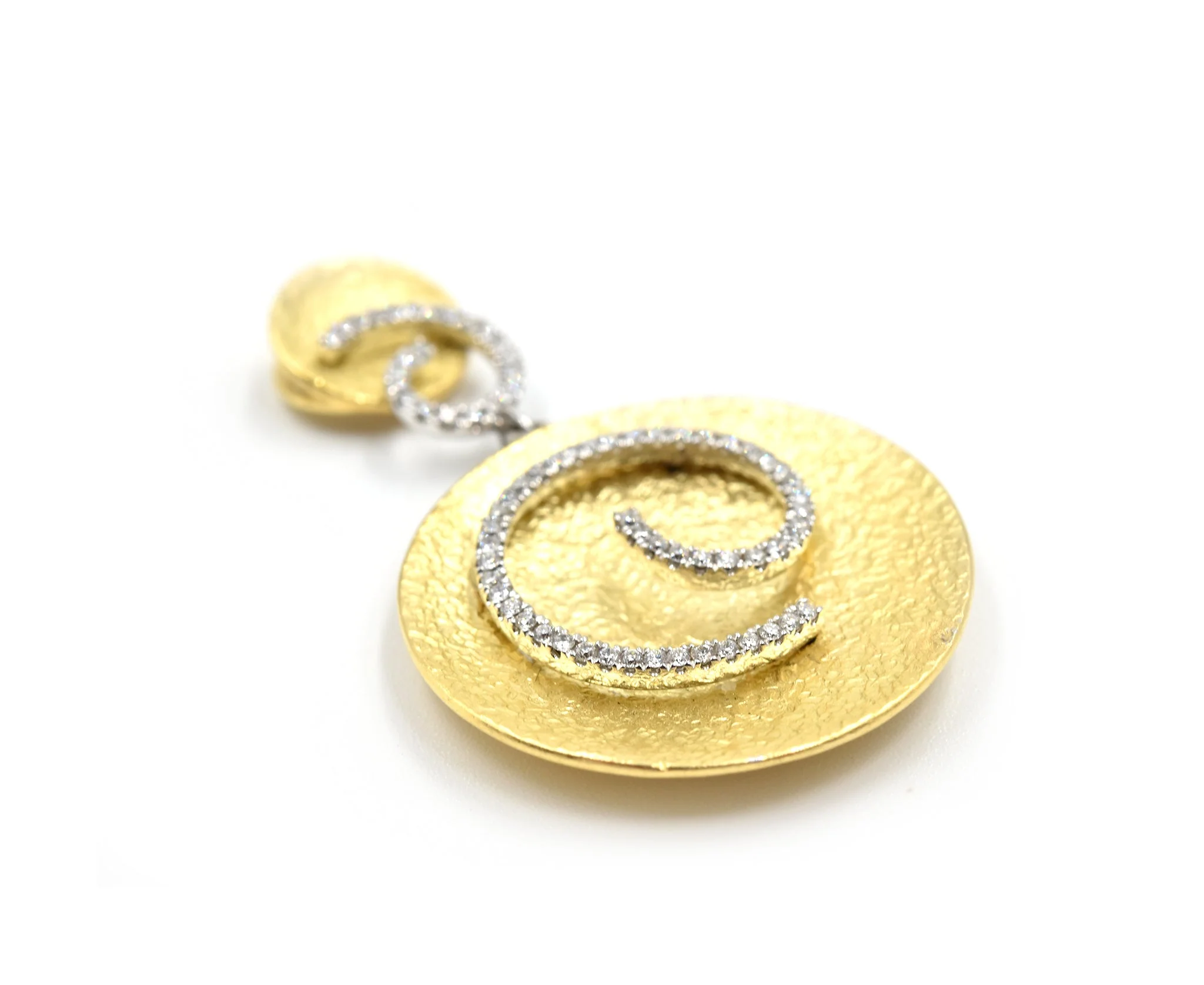 0.22 Carats Diamond 18k White & Yellow Gold Pendant