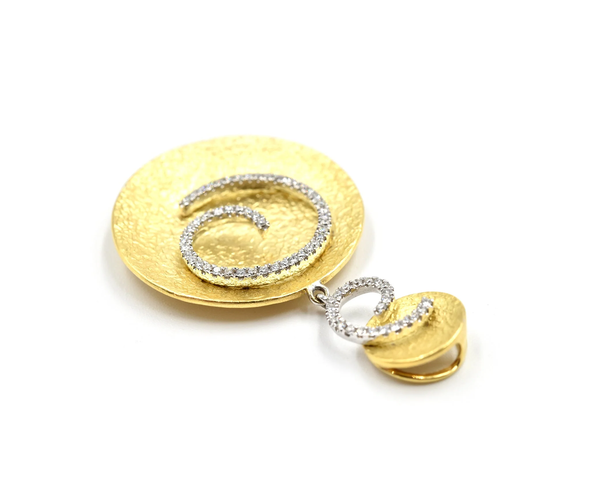 0.22 Carats Diamond 18k White & Yellow Gold Pendant - Image 3