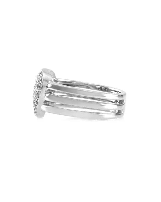 0.53ctw Pave Diamond Cluster Ring with Triple Split Shank in 18K White Gold - Image 4