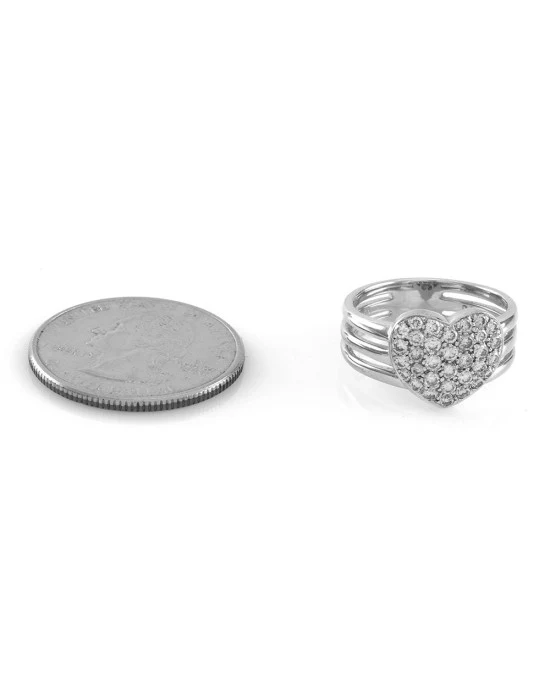 0.53ctw Pave Diamond Cluster Ring with Triple Split Shank in 18K White Gold - Image 6