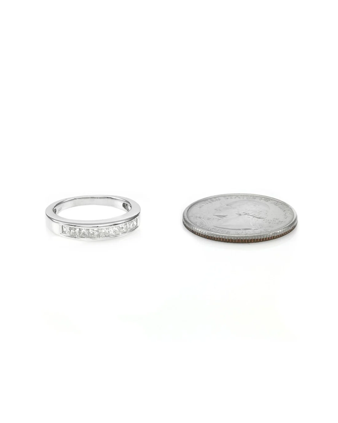 0.54ctw Princess Diamond Band/ Ring in 14K White Gold SZ 5.25 - Image 5