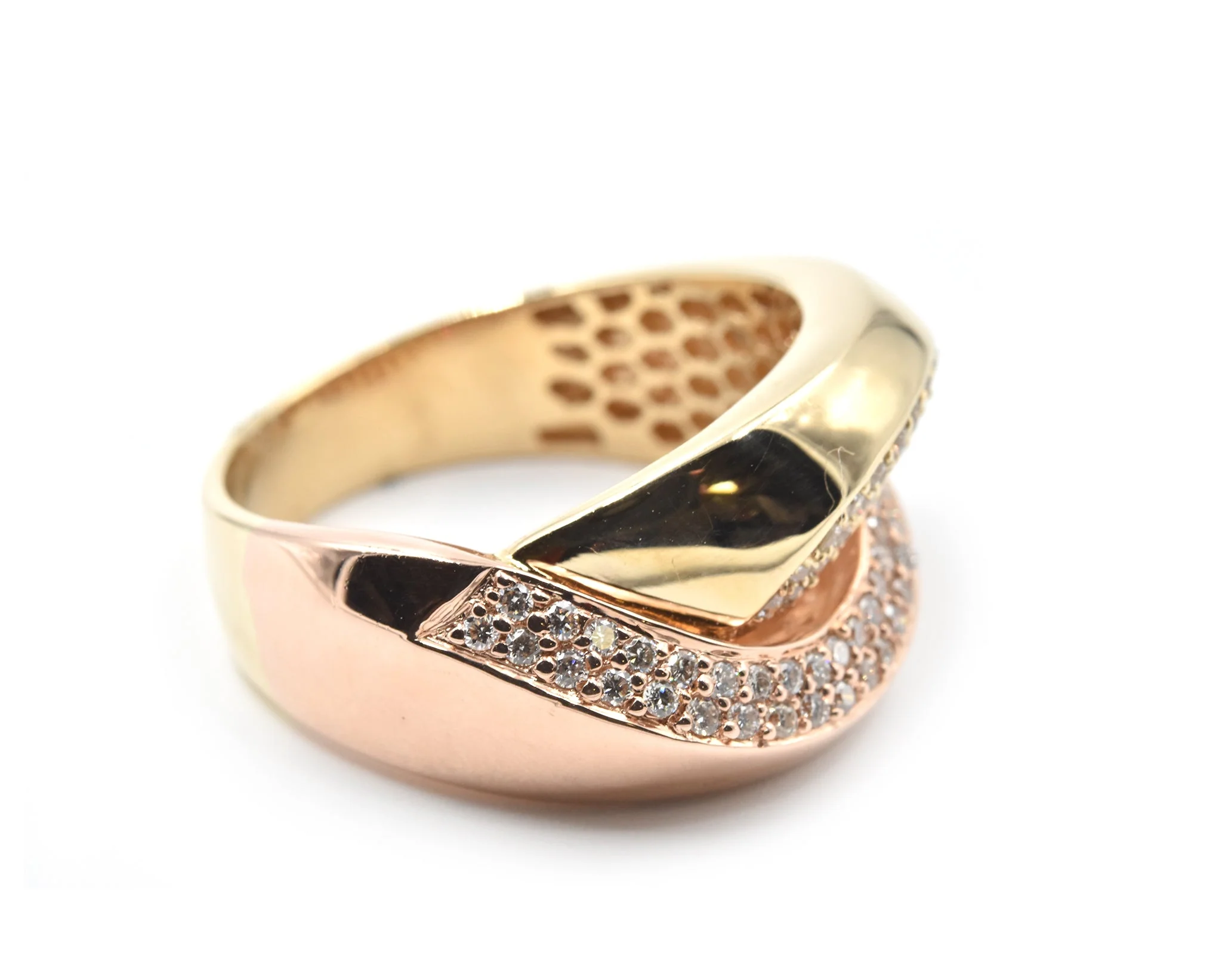 0.70 Carat Diamond 14k Rose Gold Crossover Ring - Image 2