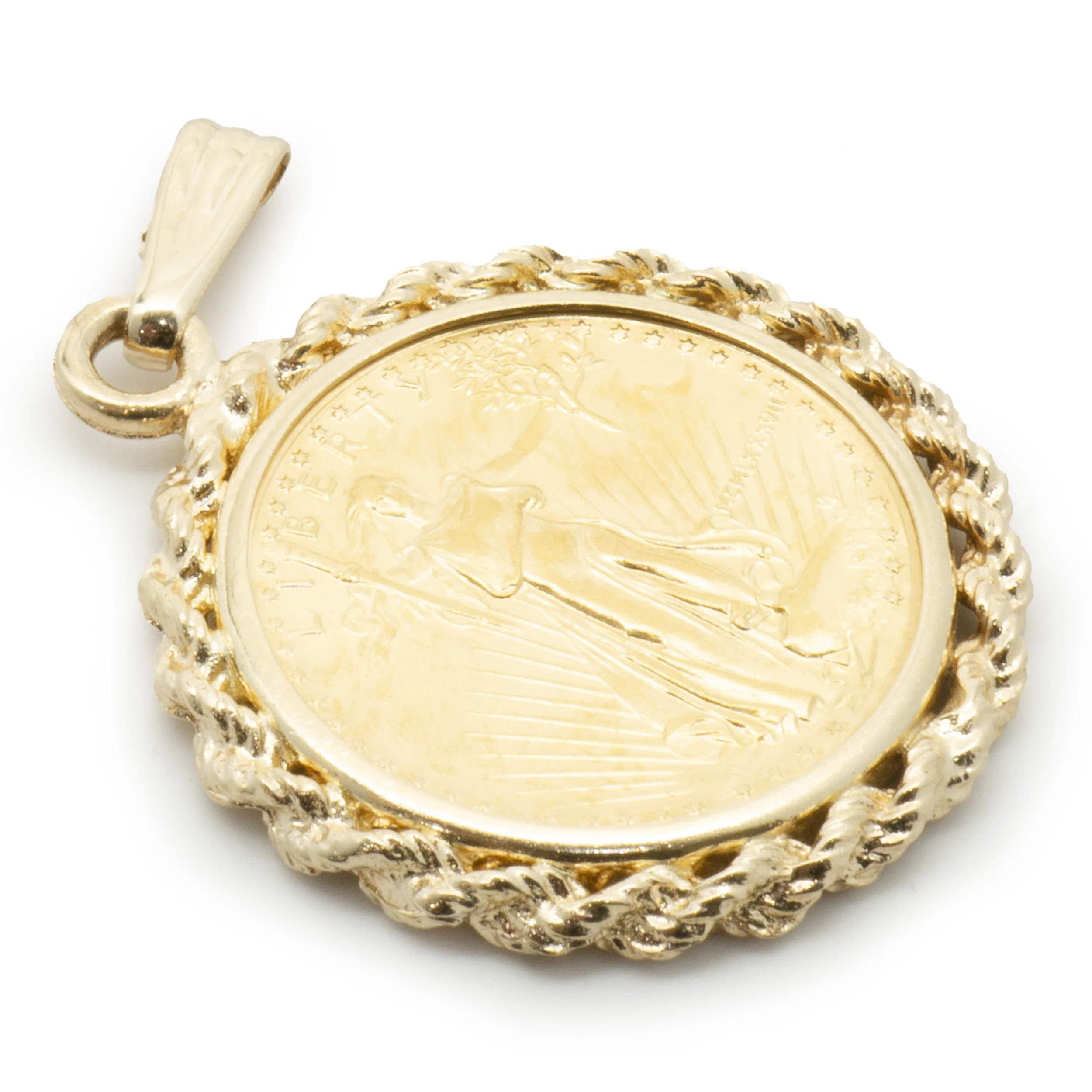 1 / 10th Liberty Coin in 14 Karat Yellow Gold Bezel - Image 4