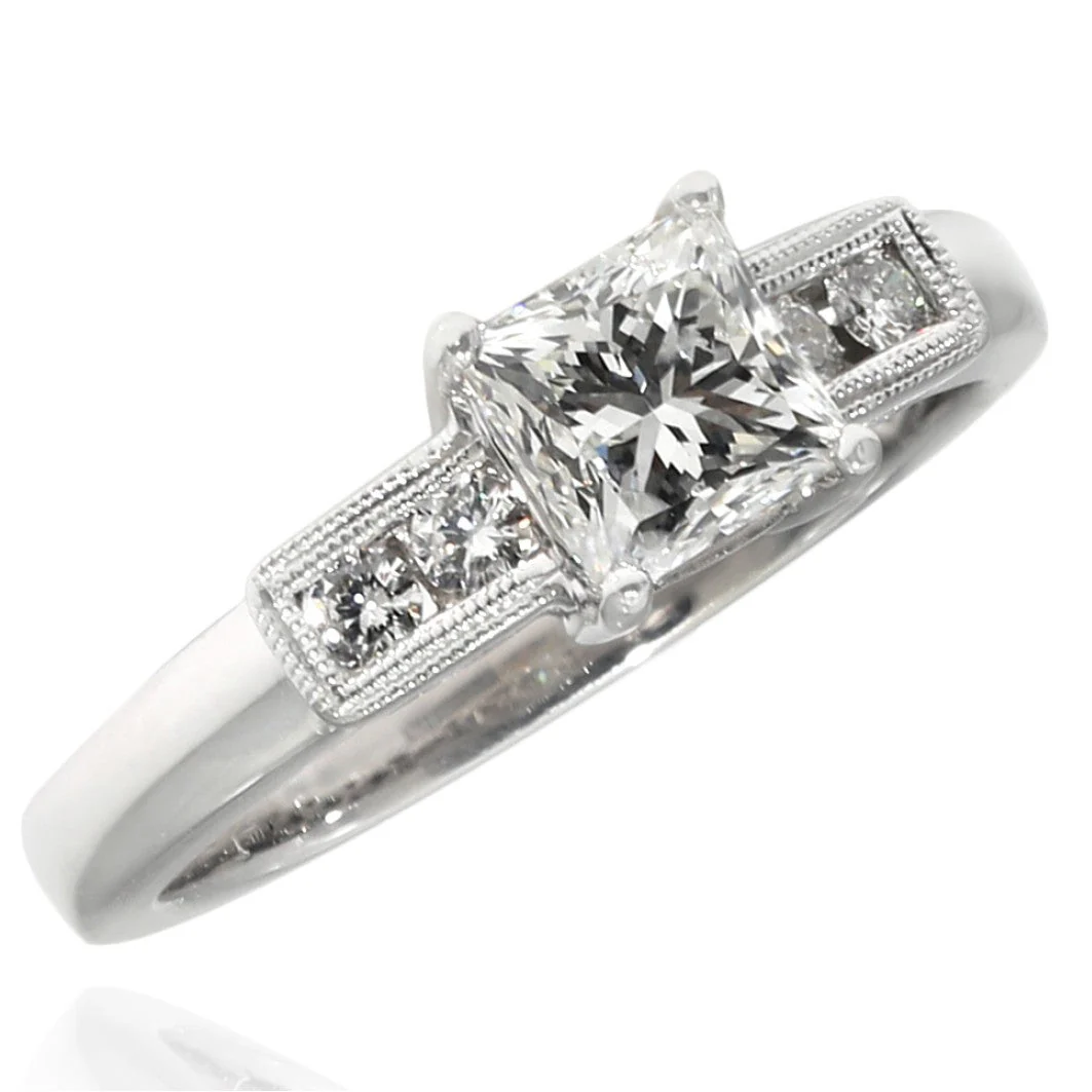 14K White Gold Princess Cut Diamond Engagement Ring