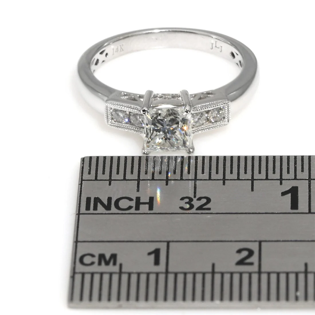 14K White Gold Princess Cut Diamond Engagement Ring - Image 3