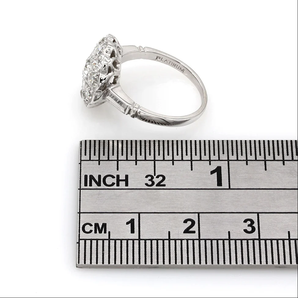 1.32ctw European Cut Diamond Cluster Ring in Platinum - Image 3