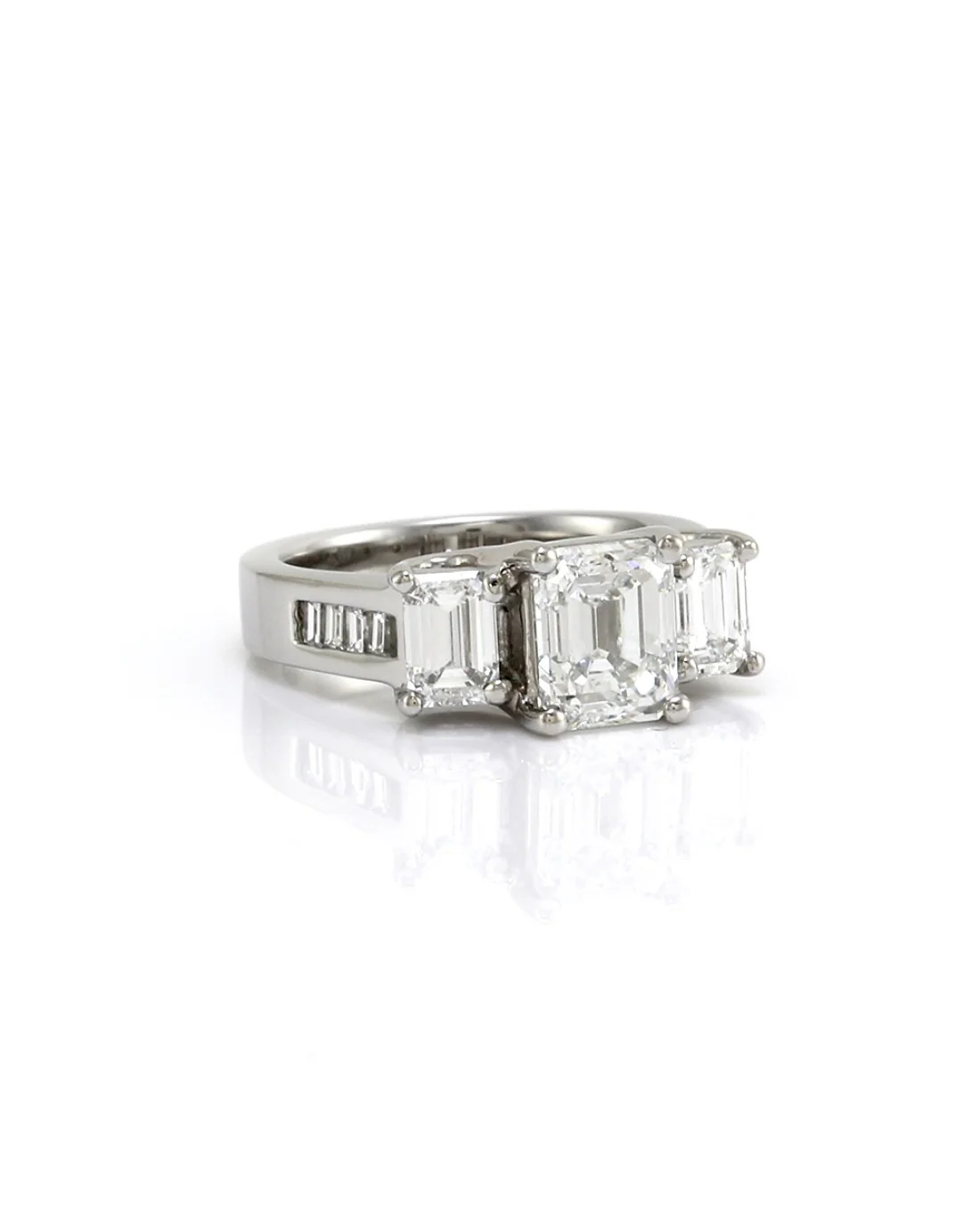 1.51ct SI1, F GIA Certified Emerald Cut Diamond Engagement Ring in Platinum