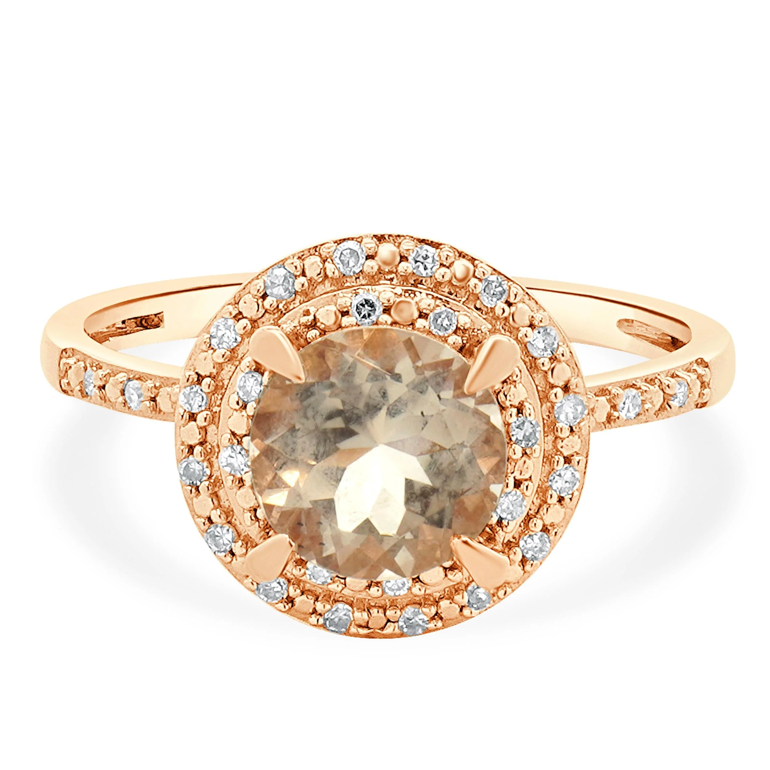 10 Karat Rose Gold Morganite and Diamond Ring