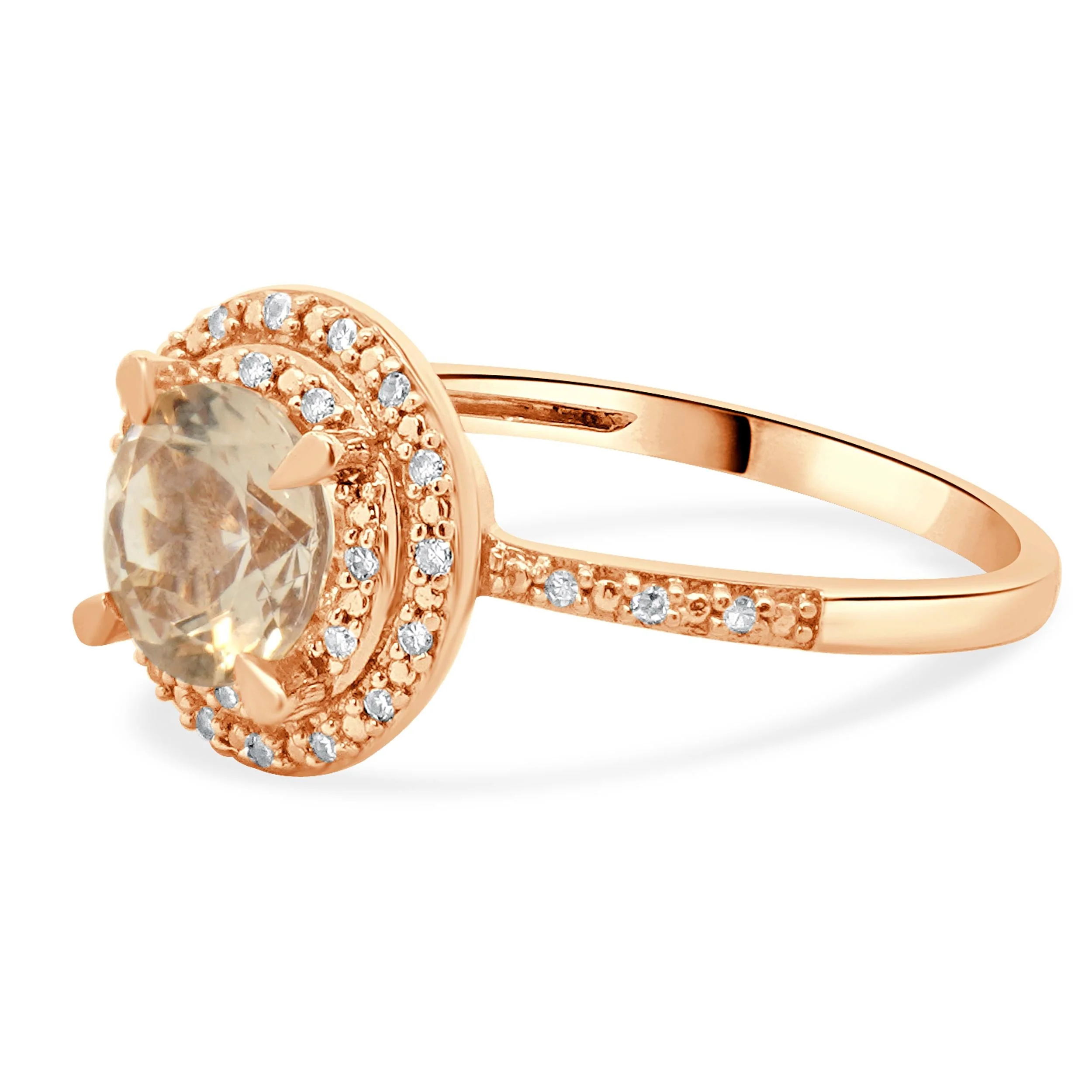 10 Karat Rose Gold Morganite and Diamond Ring - Image 2