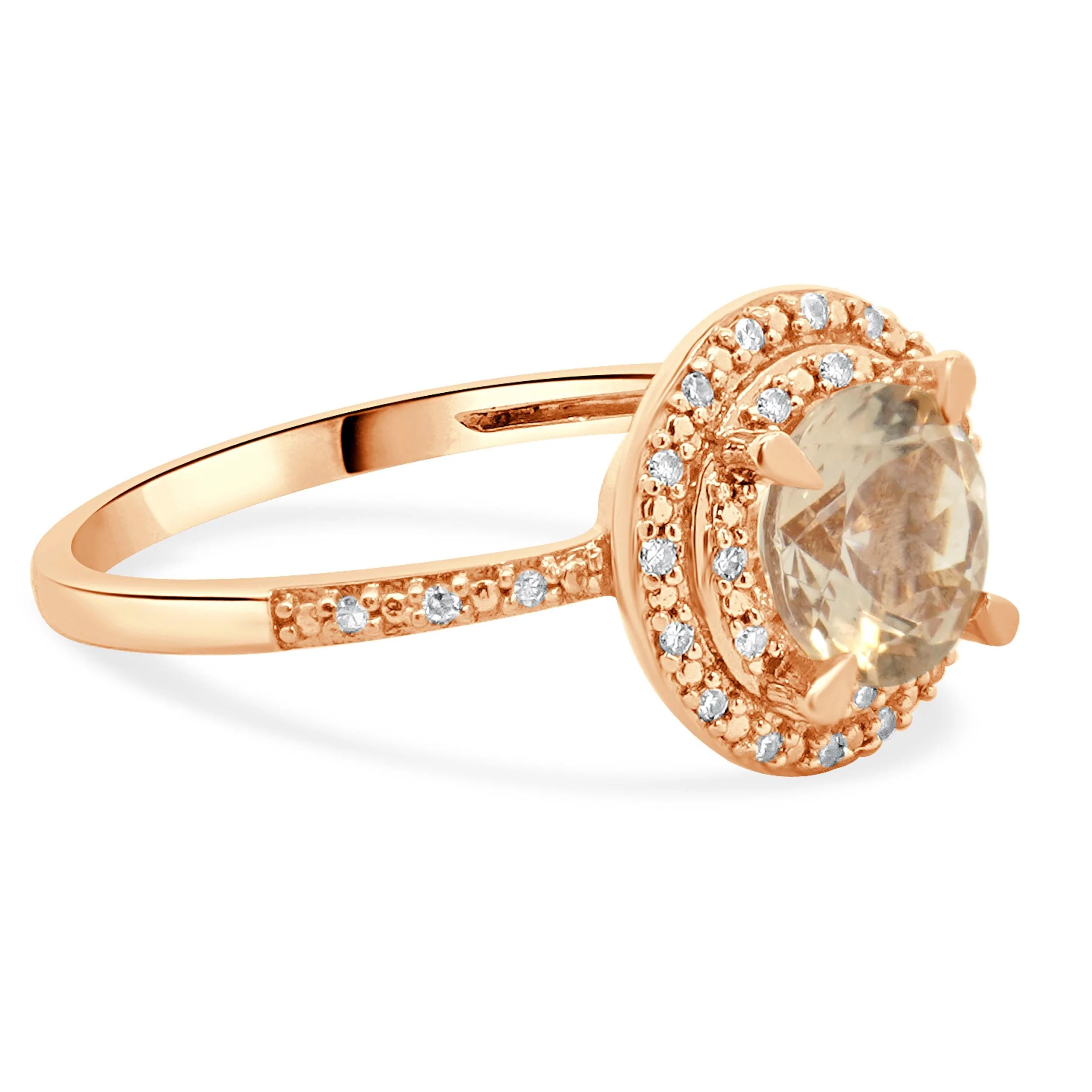 10 Karat Rose Gold Morganite and Diamond Ring - Image 4