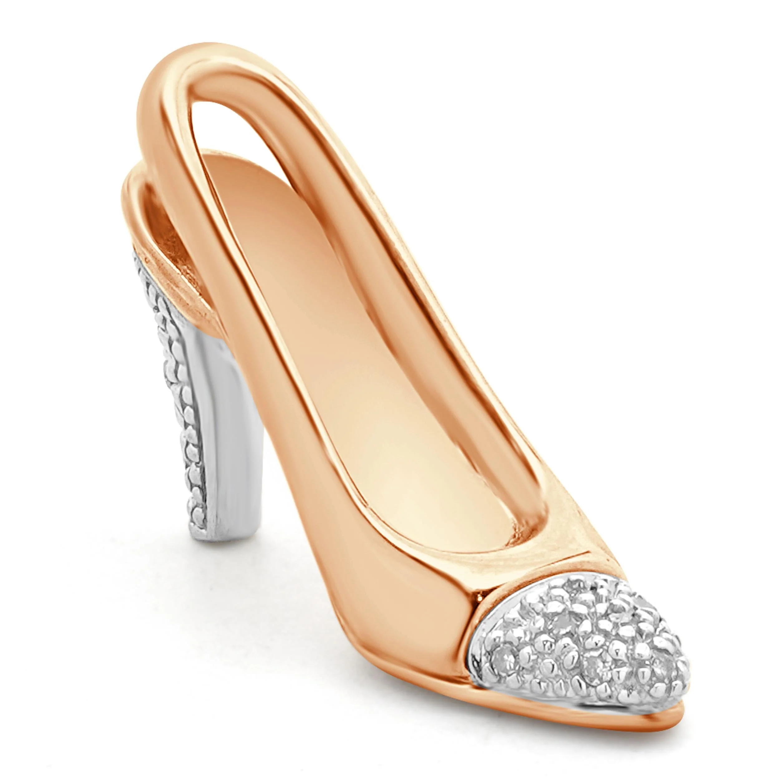 10 Karat Two Tone Gold Diamond Heel Pendant