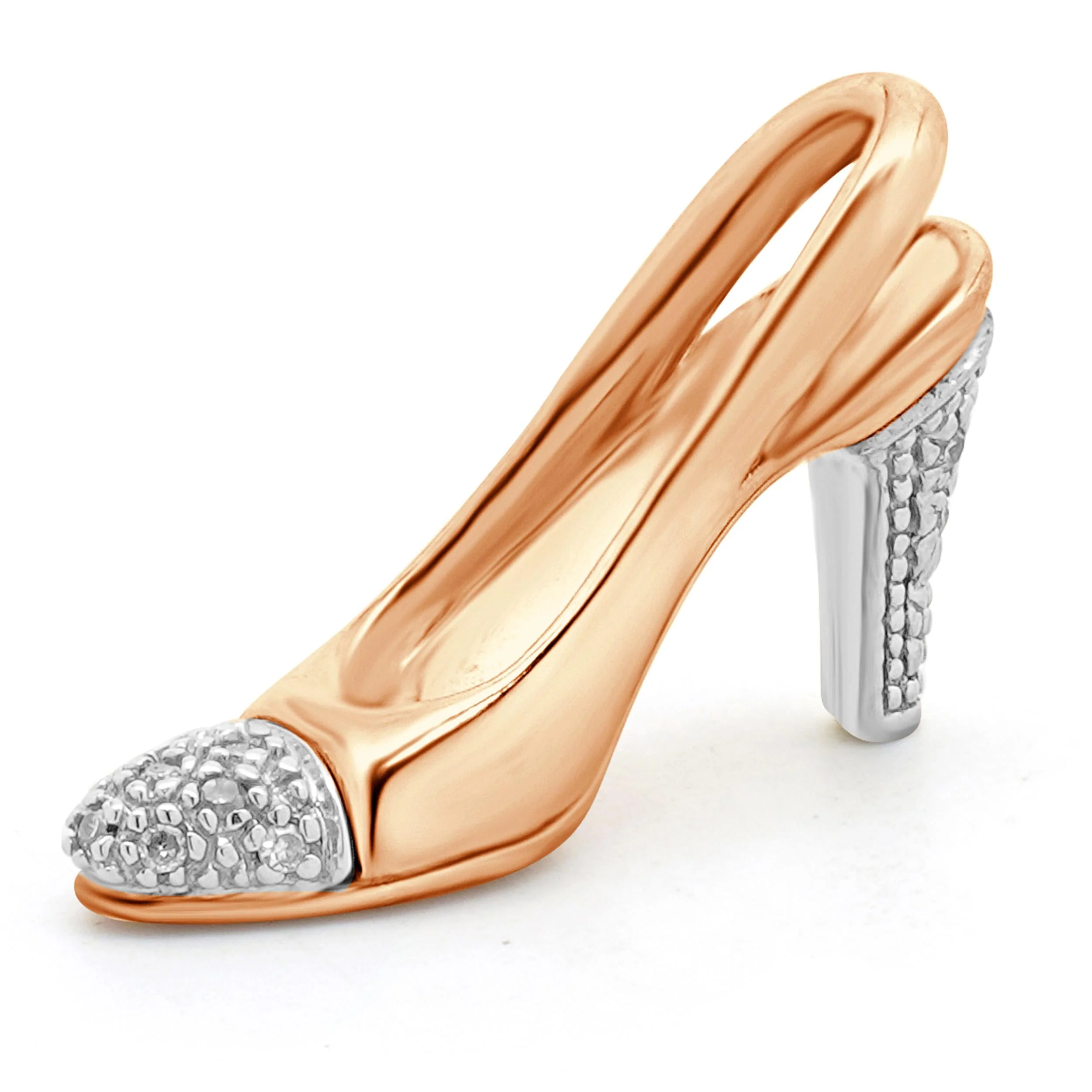 10 Karat Two Tone Gold Diamond Heel Pendant - Image 2