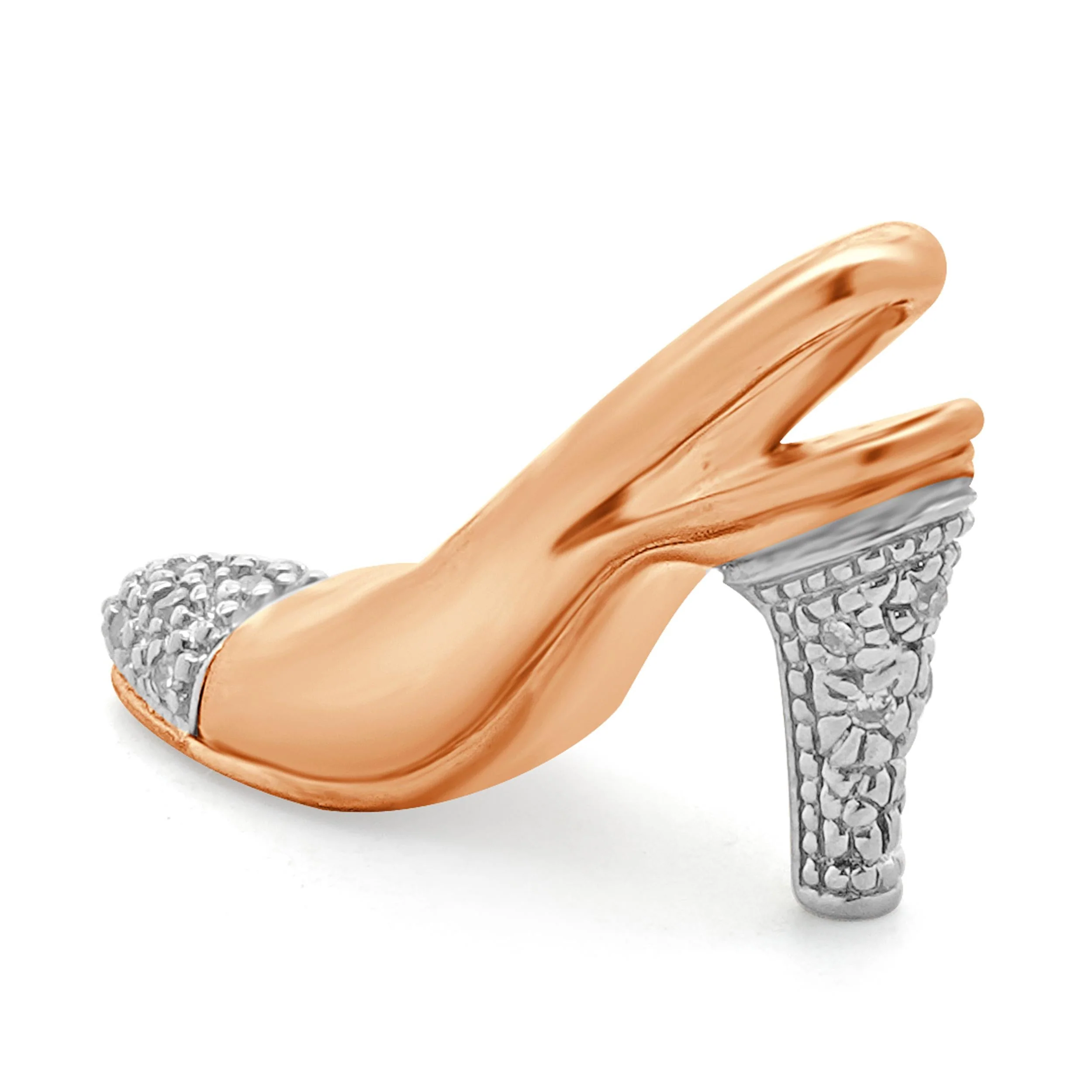10 Karat Two Tone Gold Diamond Heel Pendant - Image 3