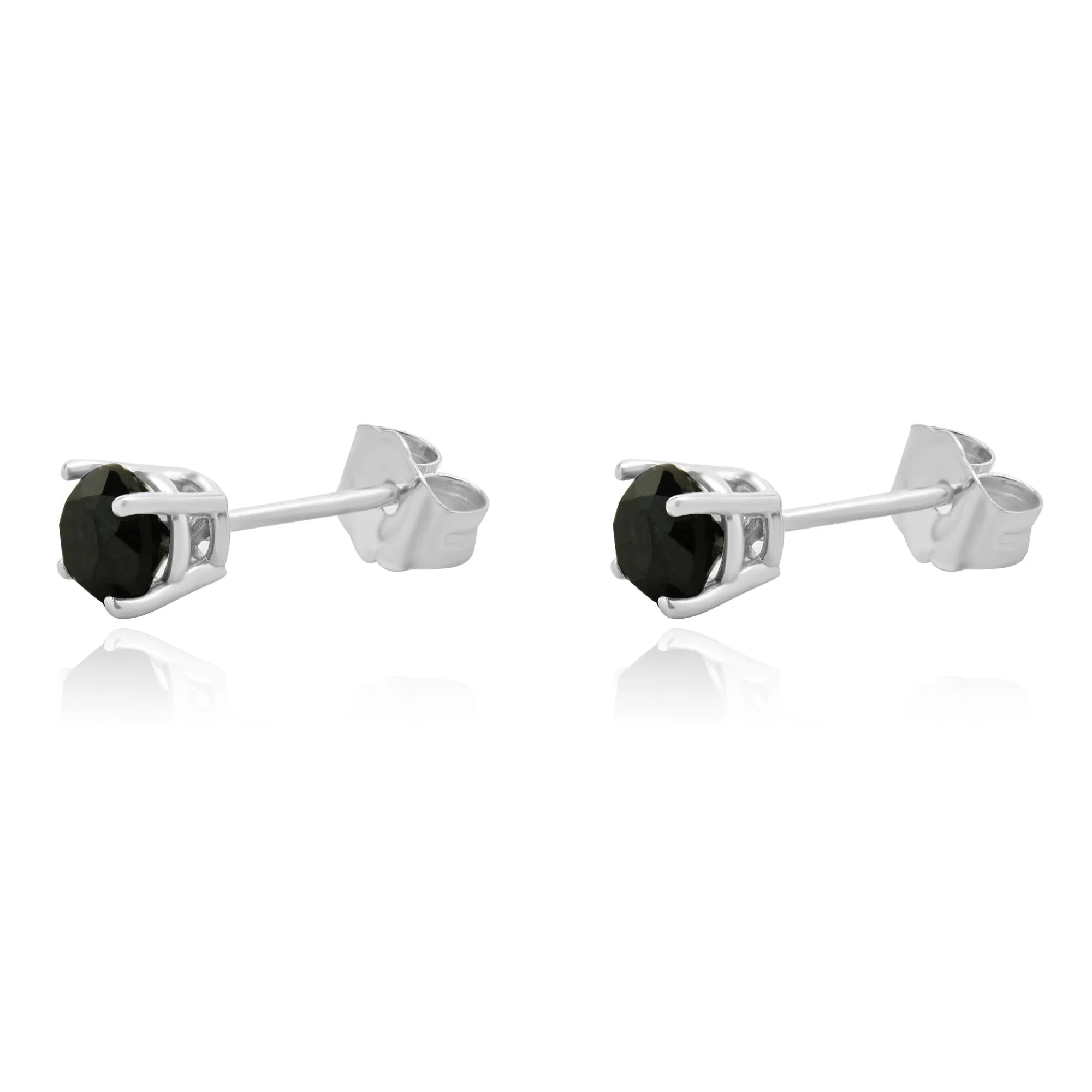 10 Karat White Gold Black Diamond Stud Earrings - Image 2
