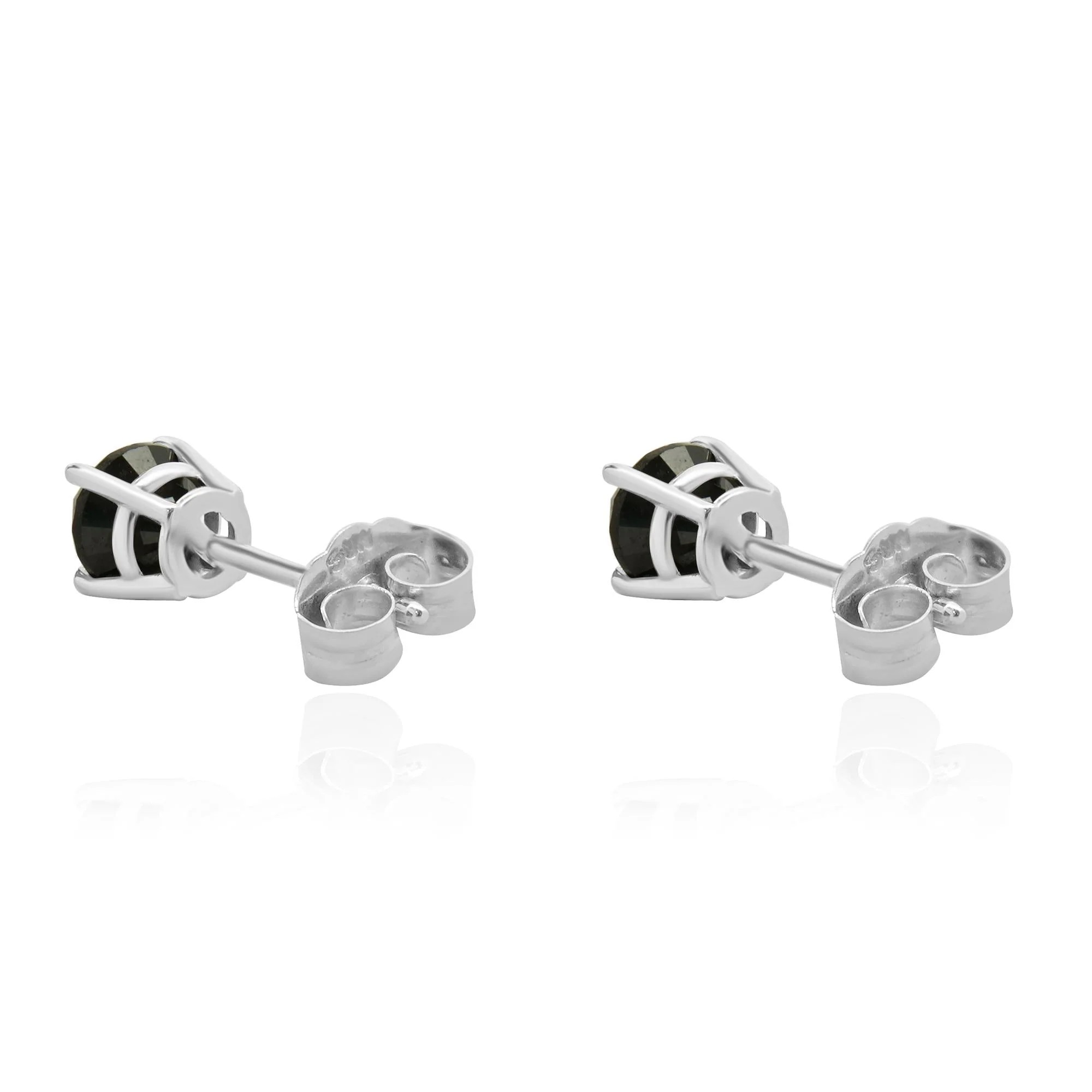 10 Karat White Gold Black Diamond Stud Earrings - Image 3
