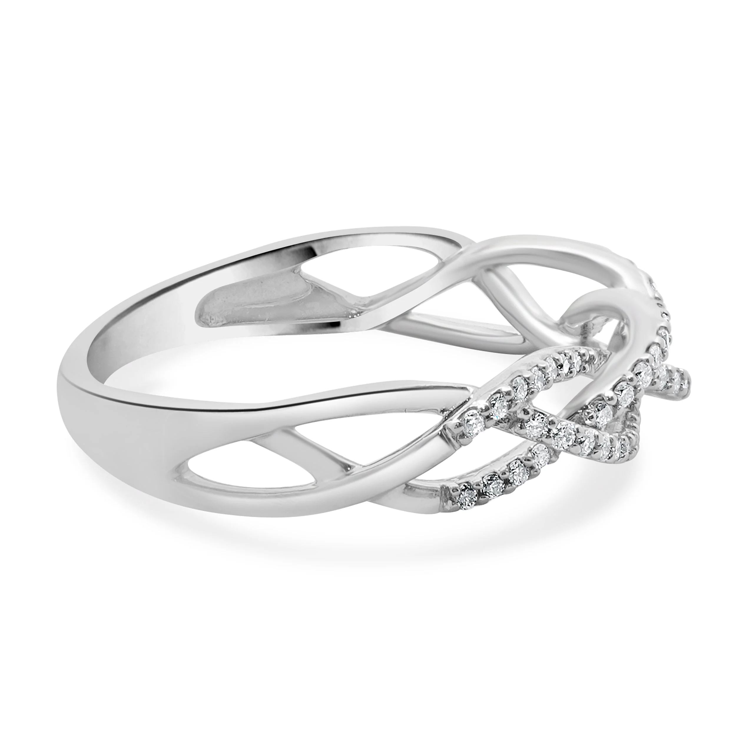 10 Karat White Gold Diamond Braided Band - Image 3