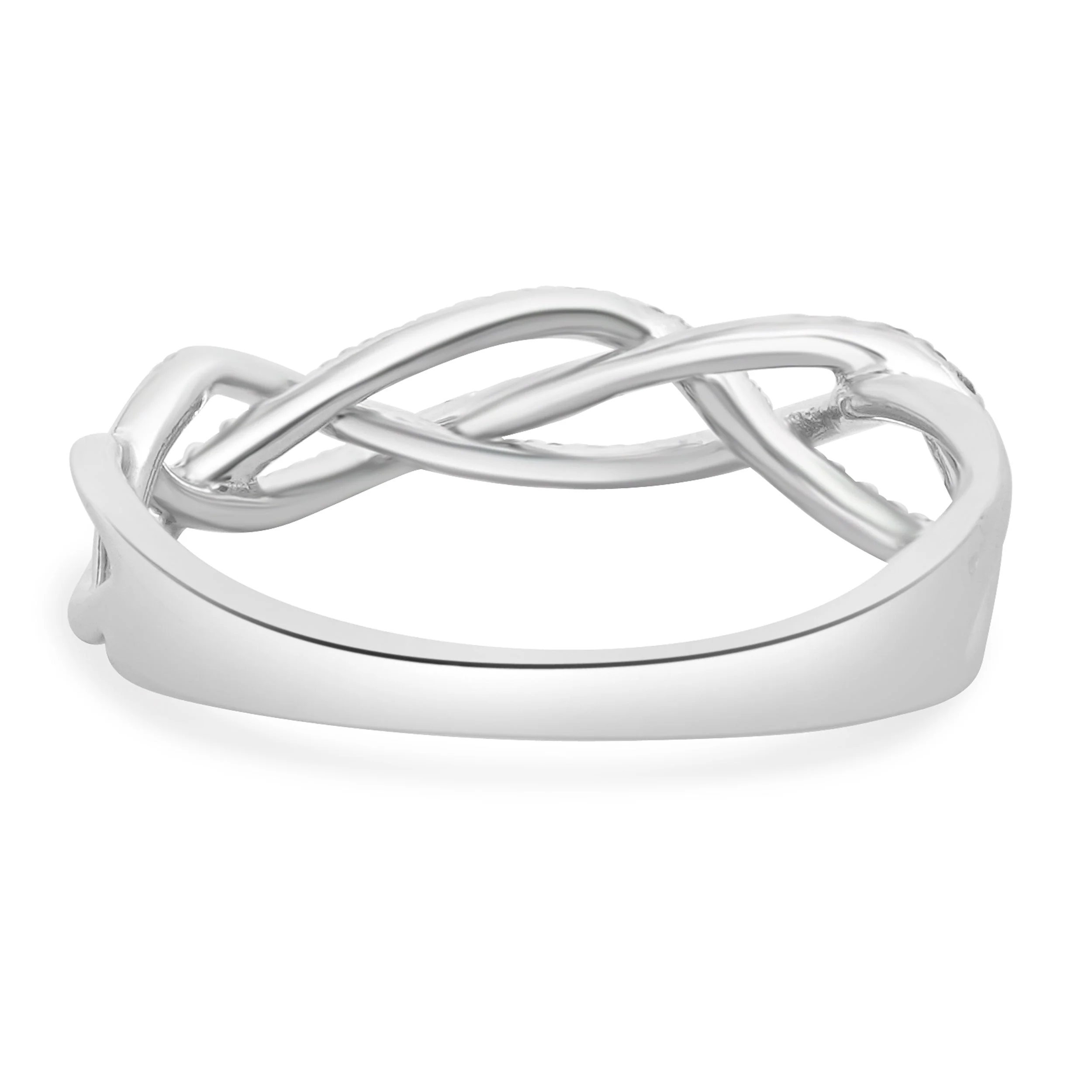 10 Karat White Gold Diamond Braided Band - Image 4