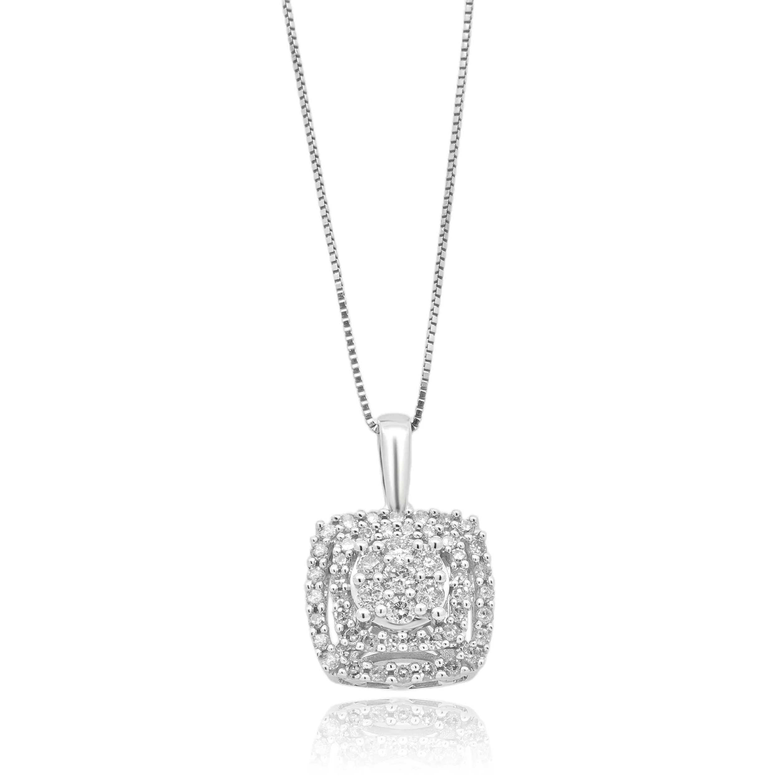 10 Karat White Gold Diamond Cluster Necklace - Image 2