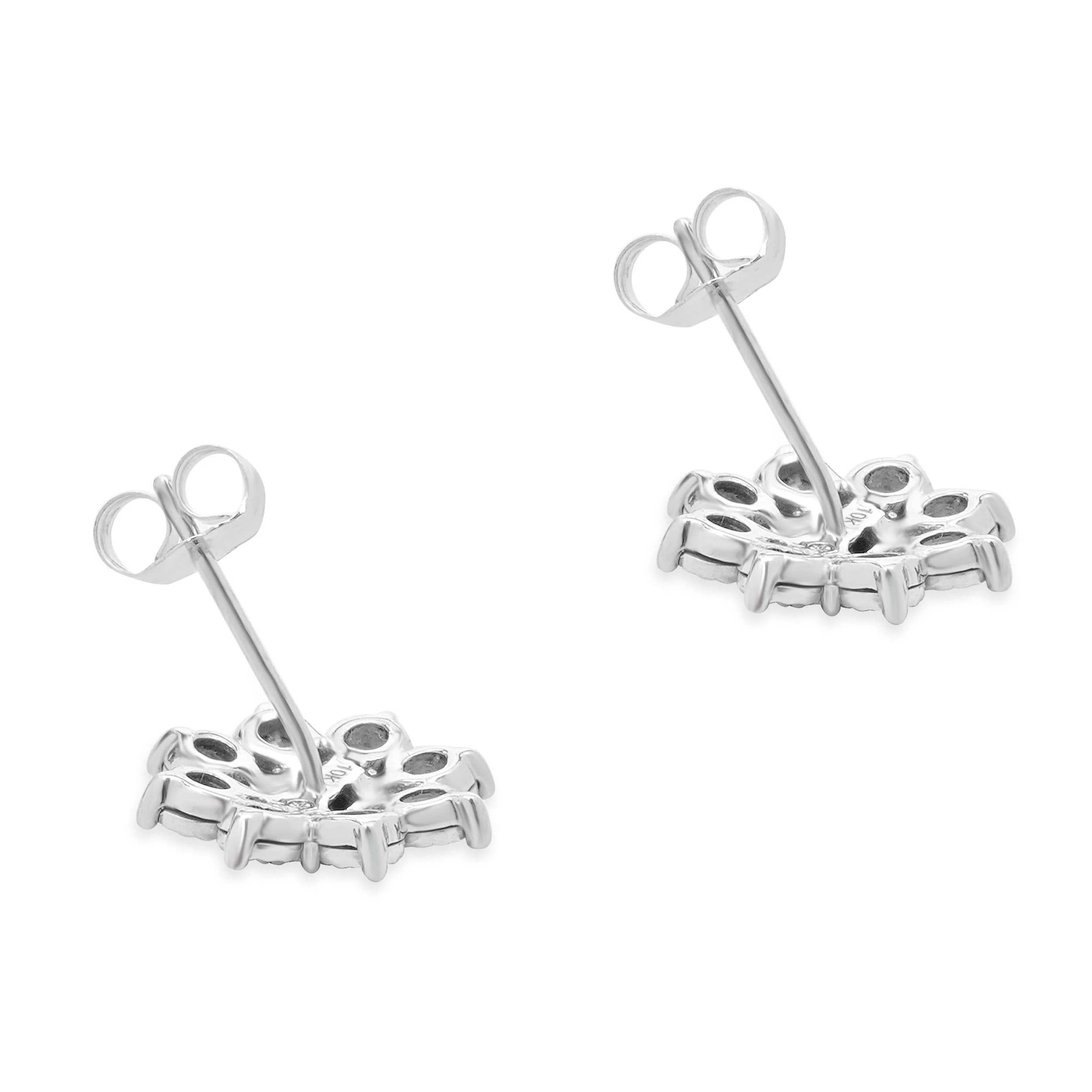 10 Karat White Gold Diamond Cluster Stud Earrings - Image 3