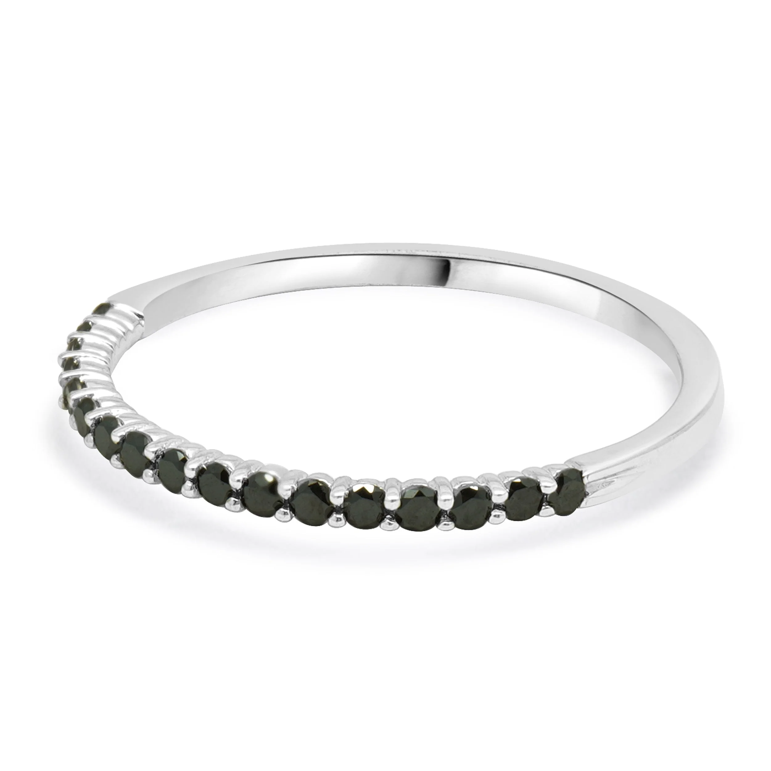 10 Karat White Gold Irradiated Black Diamond Band - Image 2