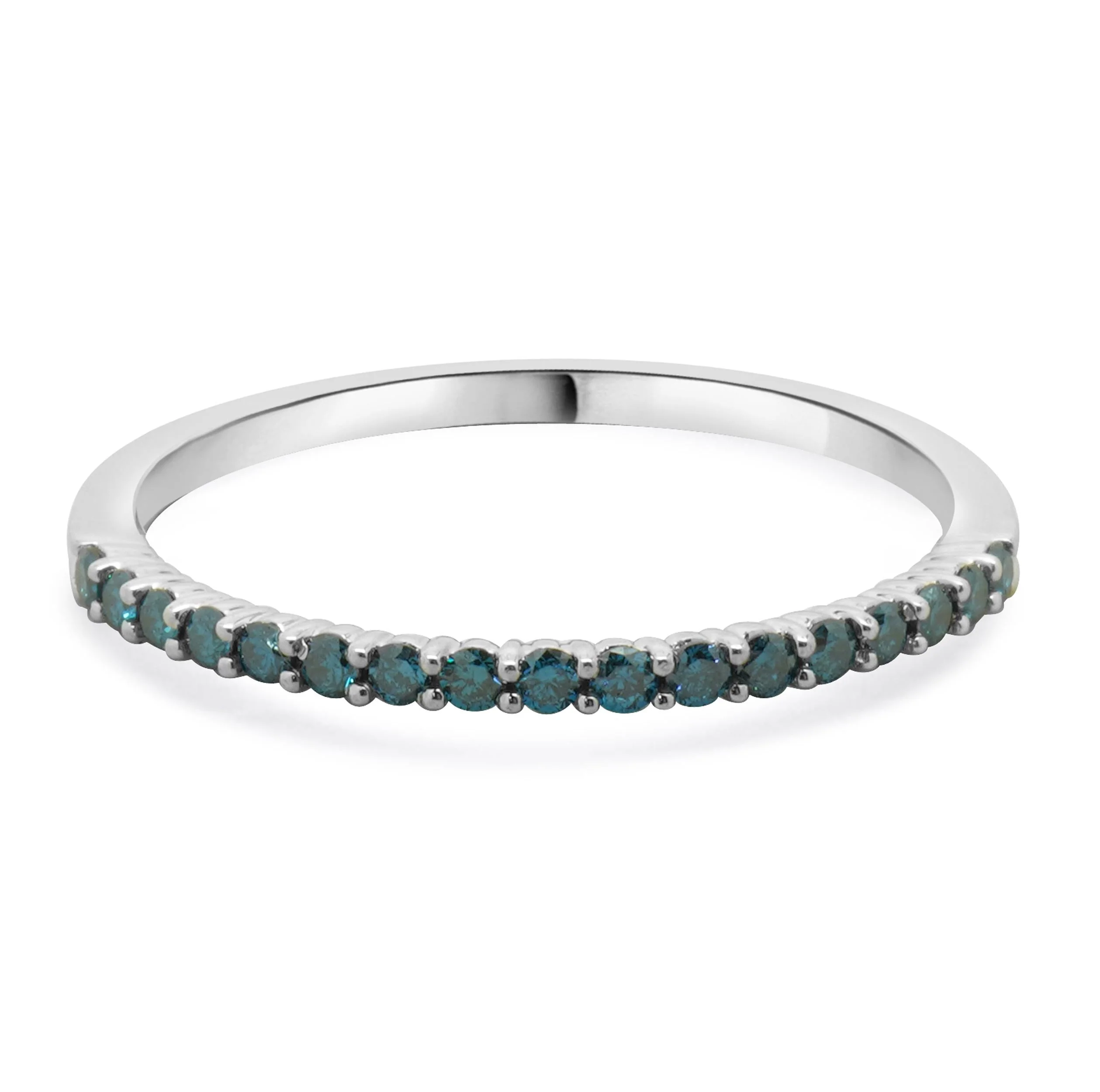 10 Karat White Gold Irradiated Blue Diamond Band