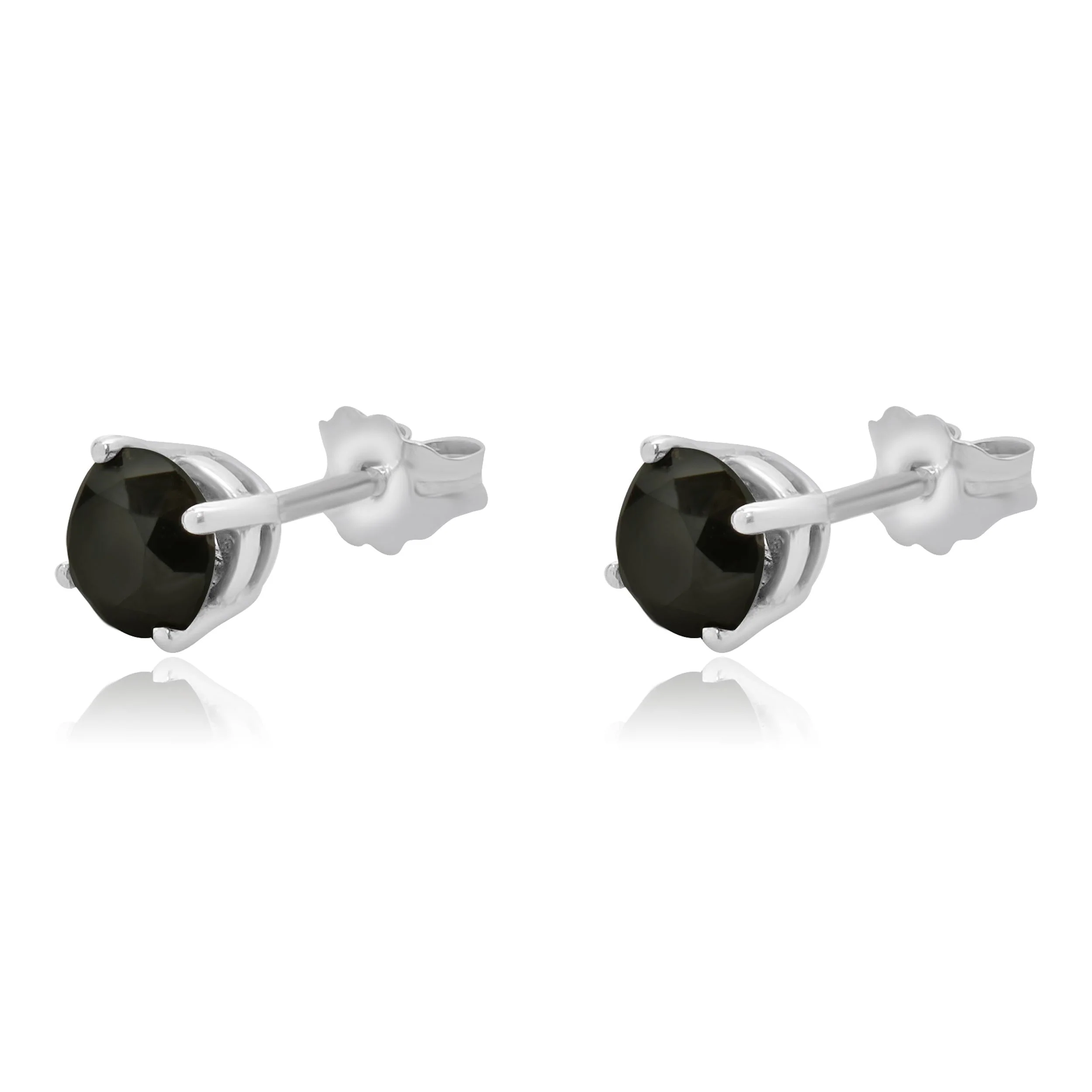 10 Karat White Gold Round Brilliant Cut Diamond Stud Earrings - Image 2