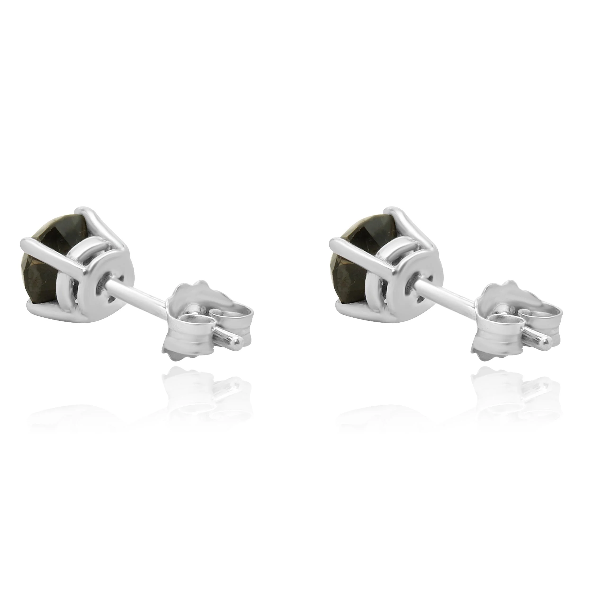 10 Karat White Gold Round Brilliant Cut Diamond Stud Earrings - Image 3