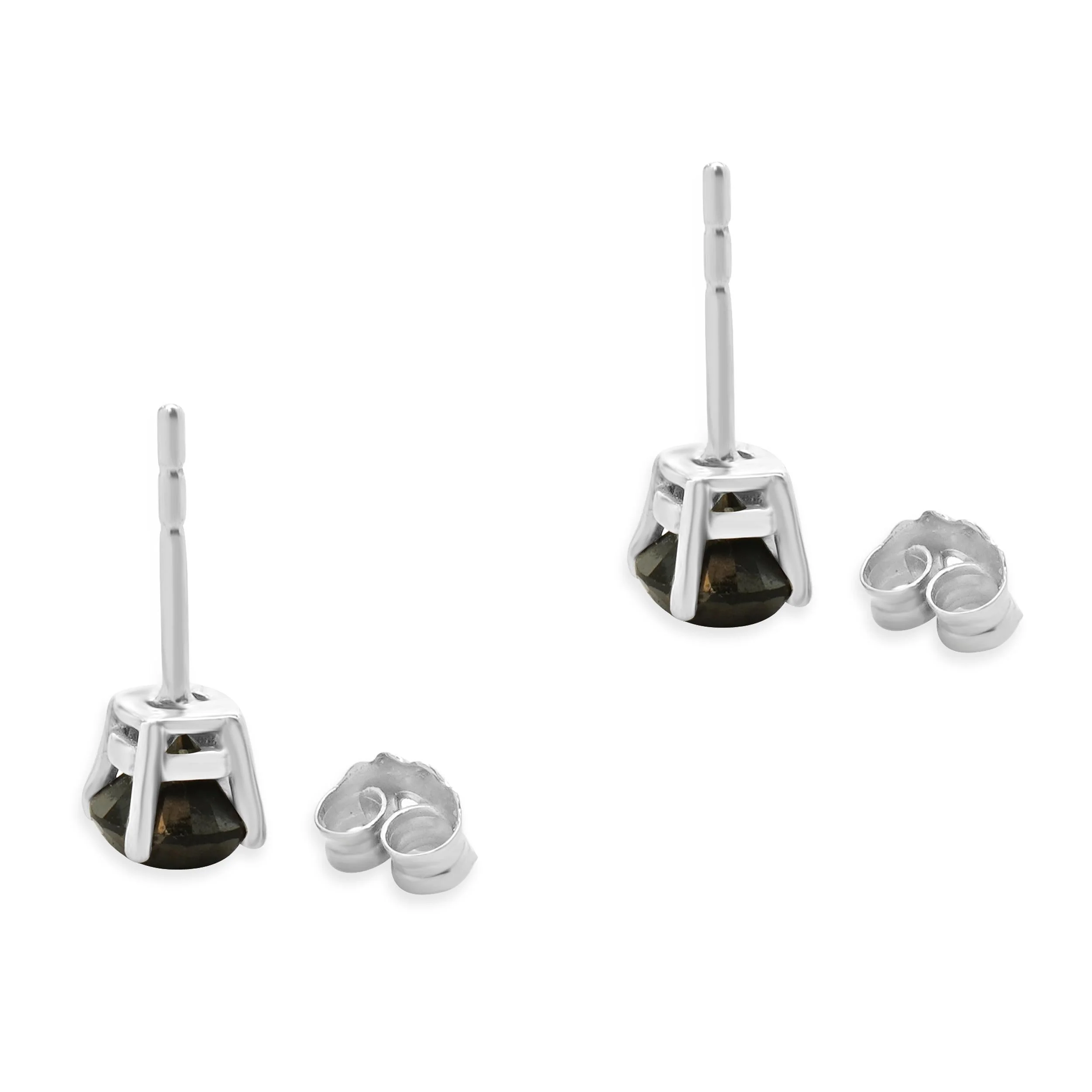 10 Karat White Gold Round Brilliant Cut Diamond Stud Earrings - Image 4