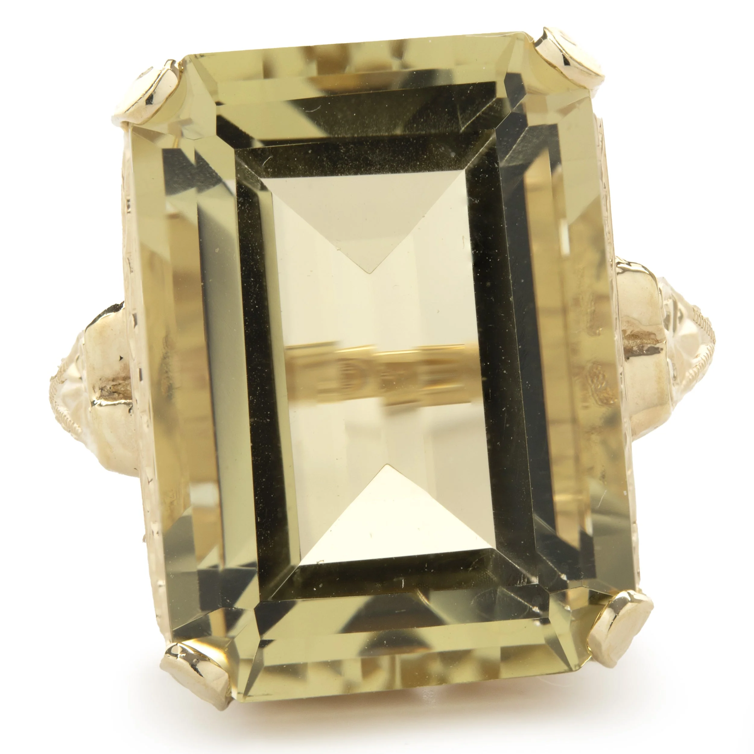10 Karat Yellow Gold Vintage Lemon Quartz Ring