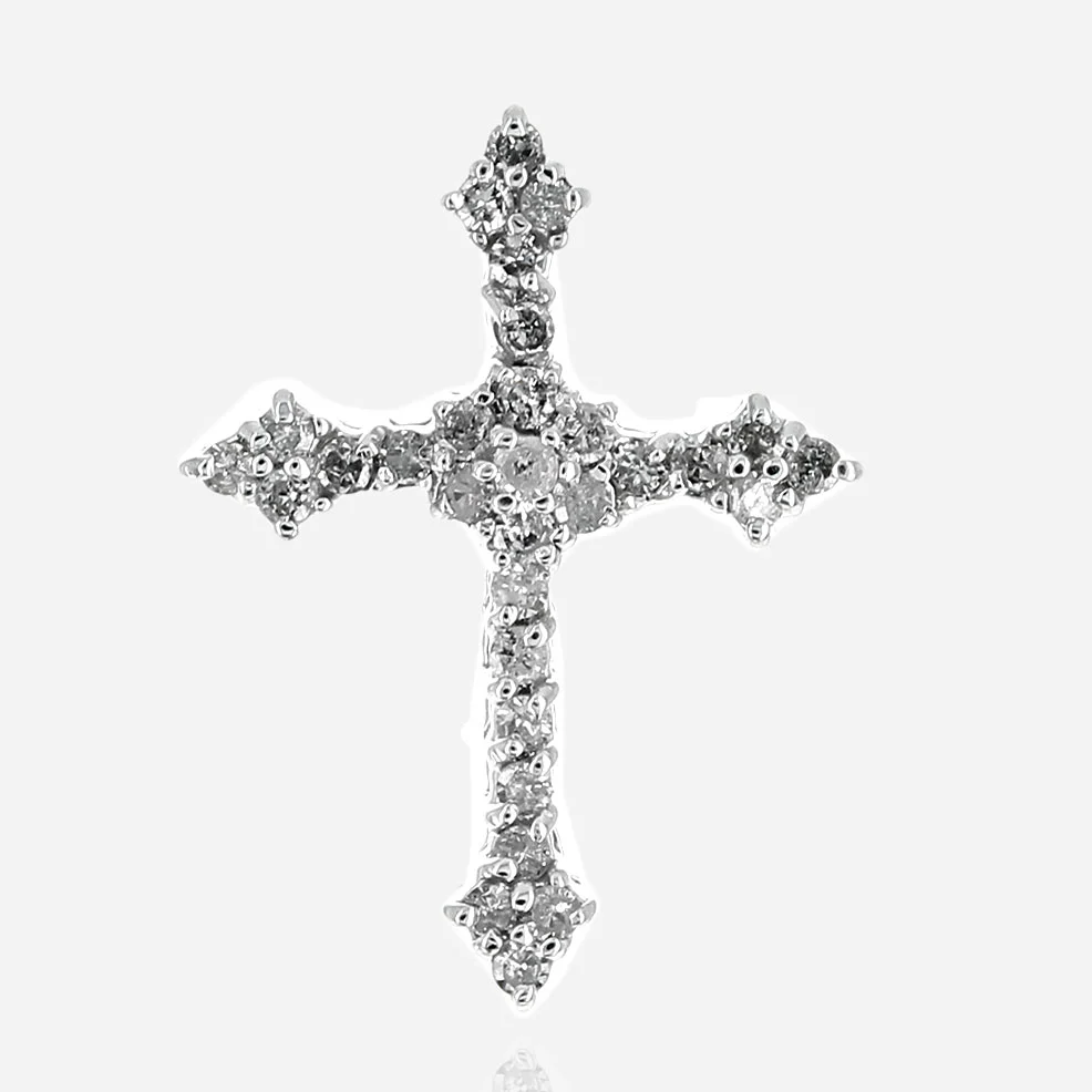 10K White Gold Diamond Cross Pendant