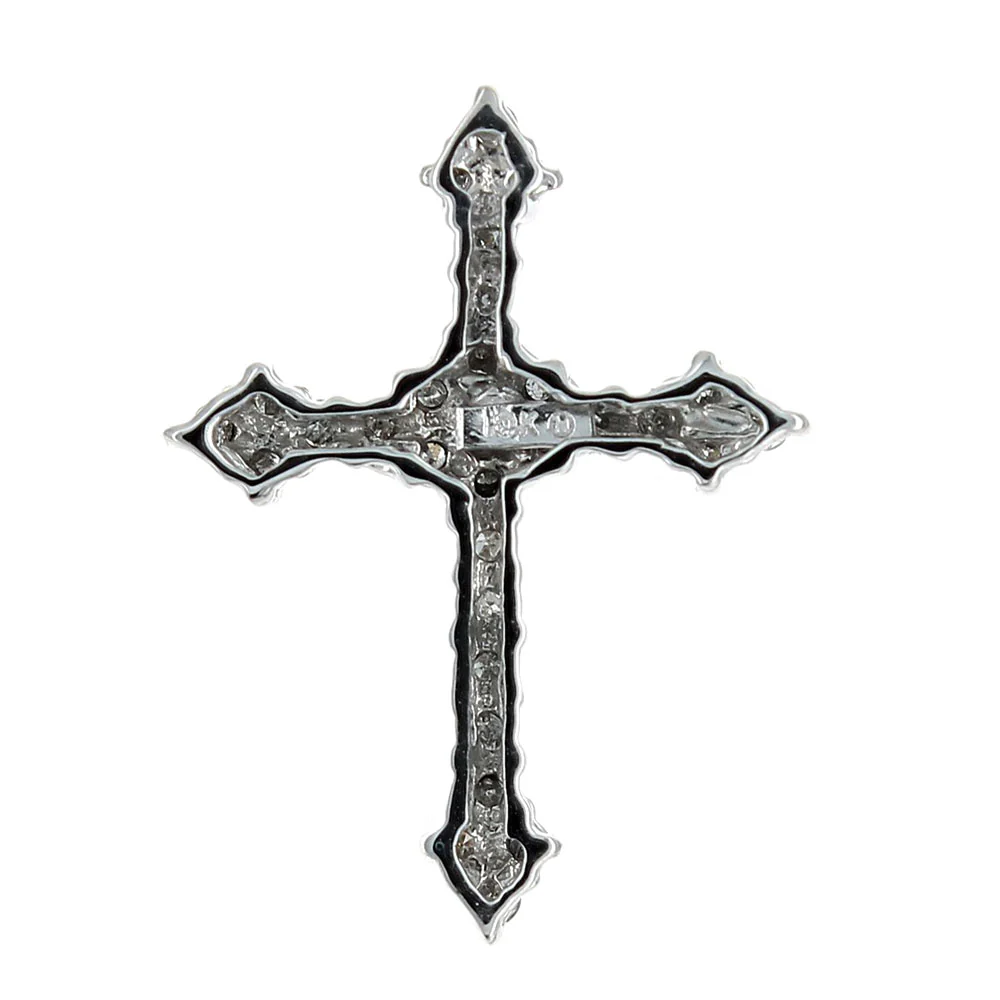 10K White Gold Diamond Cross Pendant - Image 2