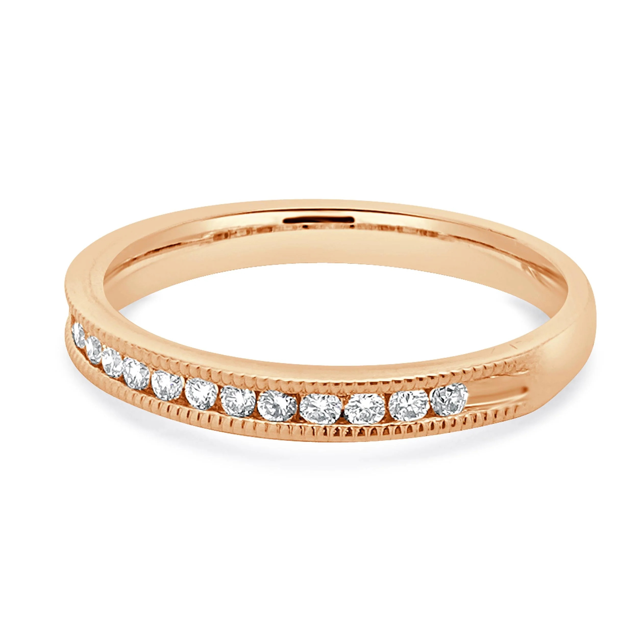 14 Karat Rose Gold Channel Set Diamond Band - Image 2