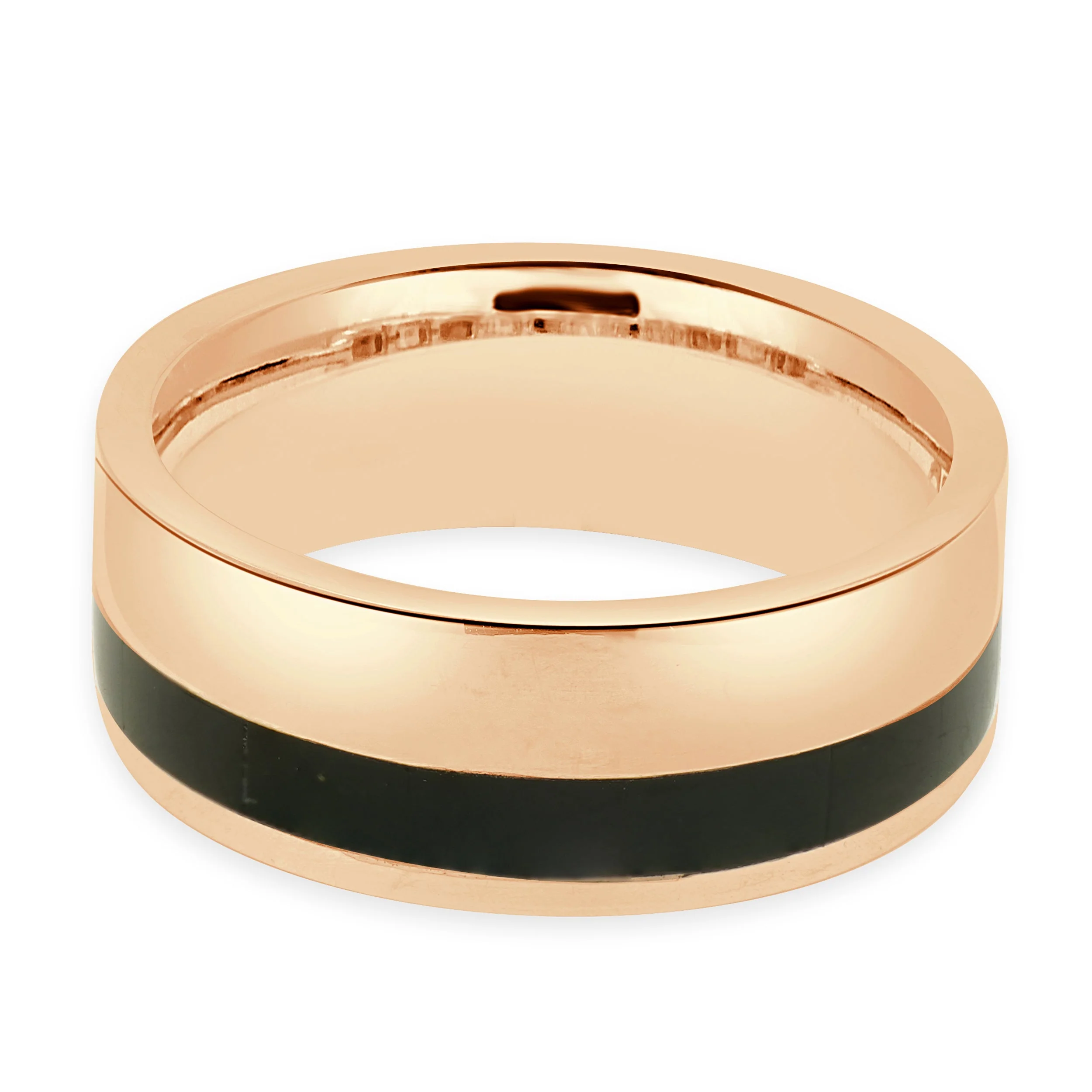 14 Karat Rose Gold Mens Ring w/ Black Onyx Inlay