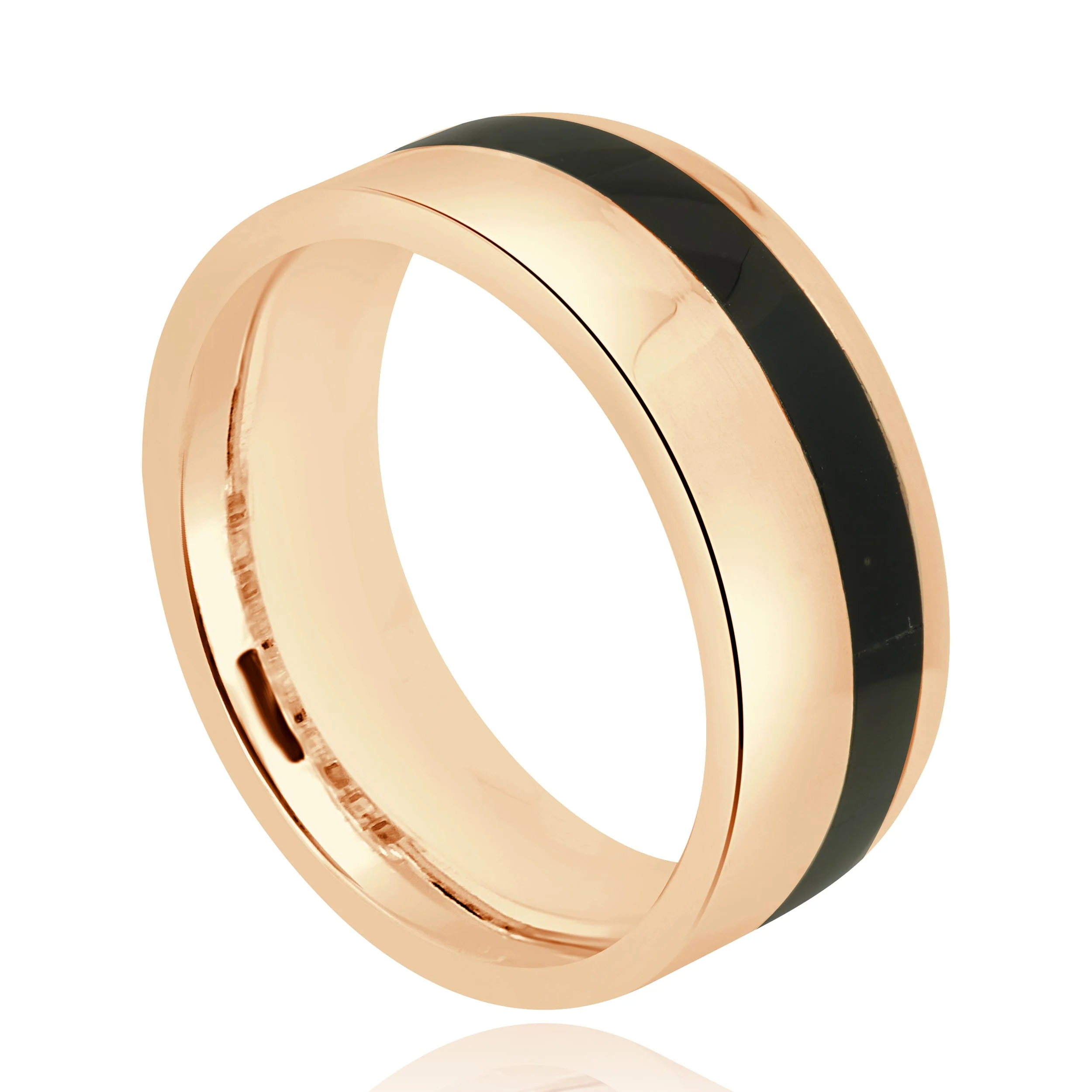 14 Karat Rose Gold Mens Ring w/ Black Onyx Inlay - Image 4