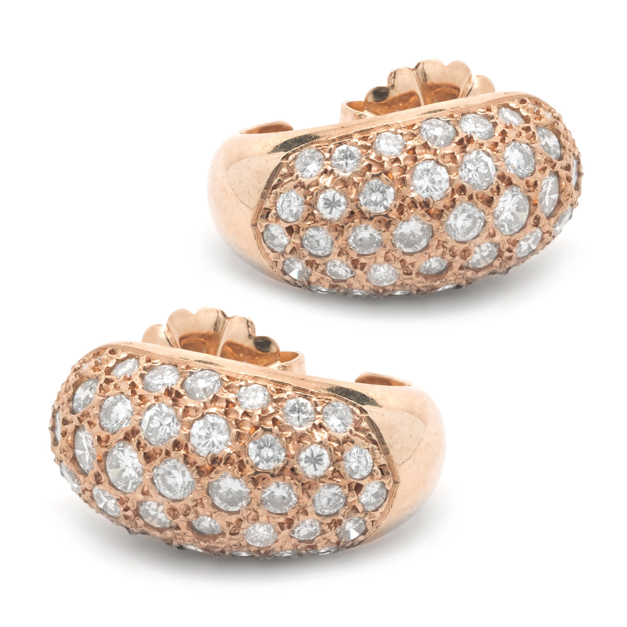 14 Karat Rose Gold Pave Diamond J Hook Earrings - Image 2
