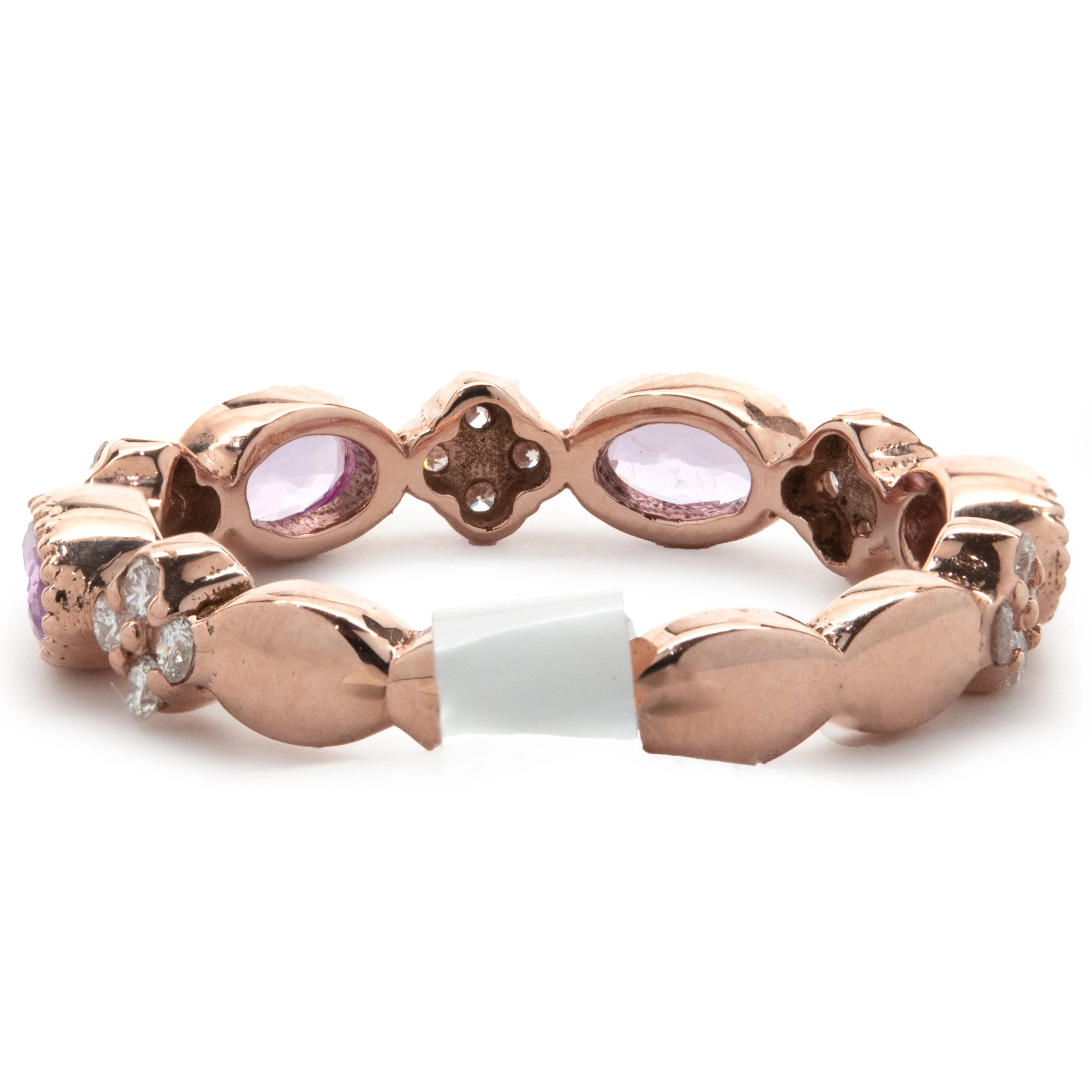 14 Karat Rose Gold Pink Sapphire and Diamond Star Band - Image 4