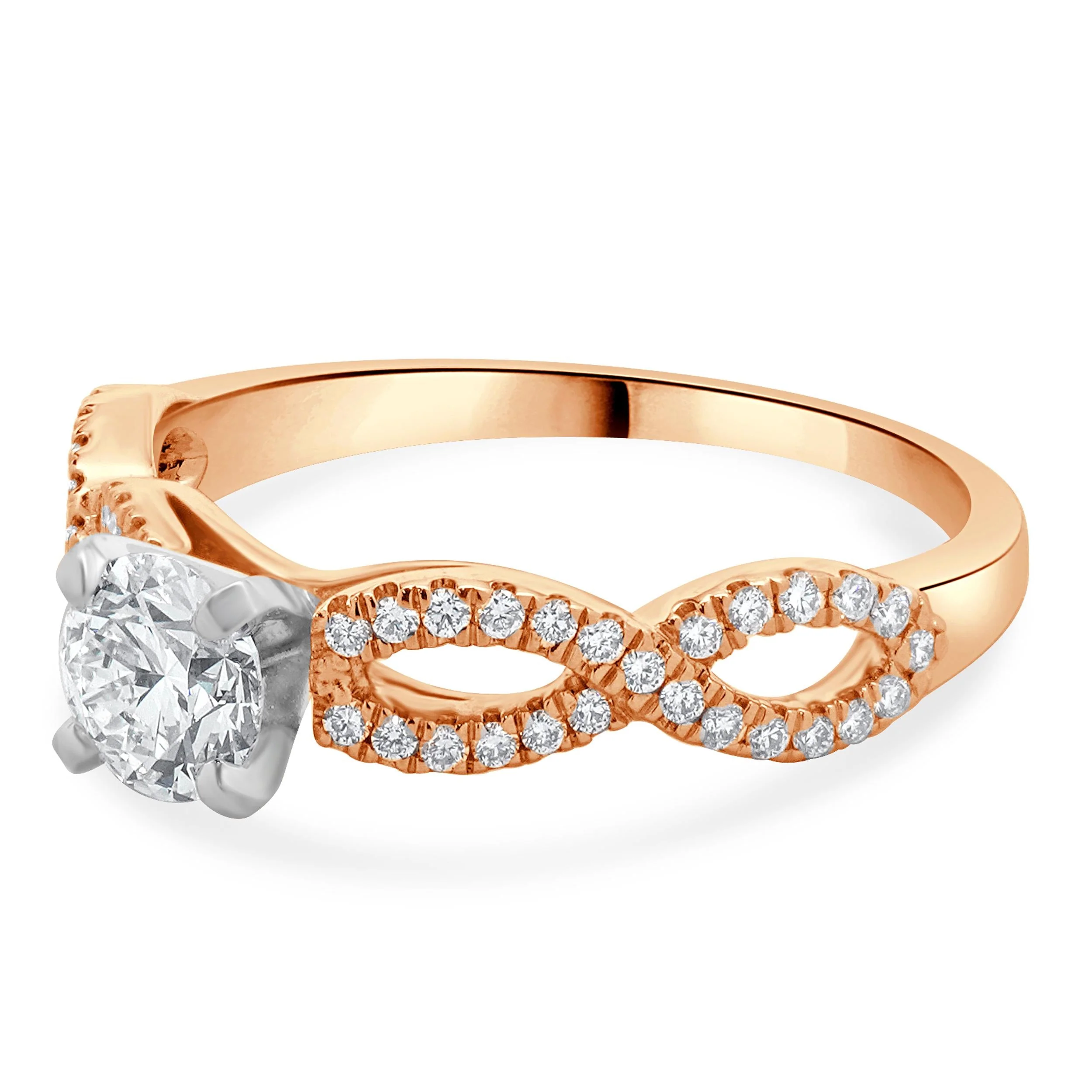 14 Karat Rose Gold Round Brilliant Cut Diamond Engagement Ring - Image 2