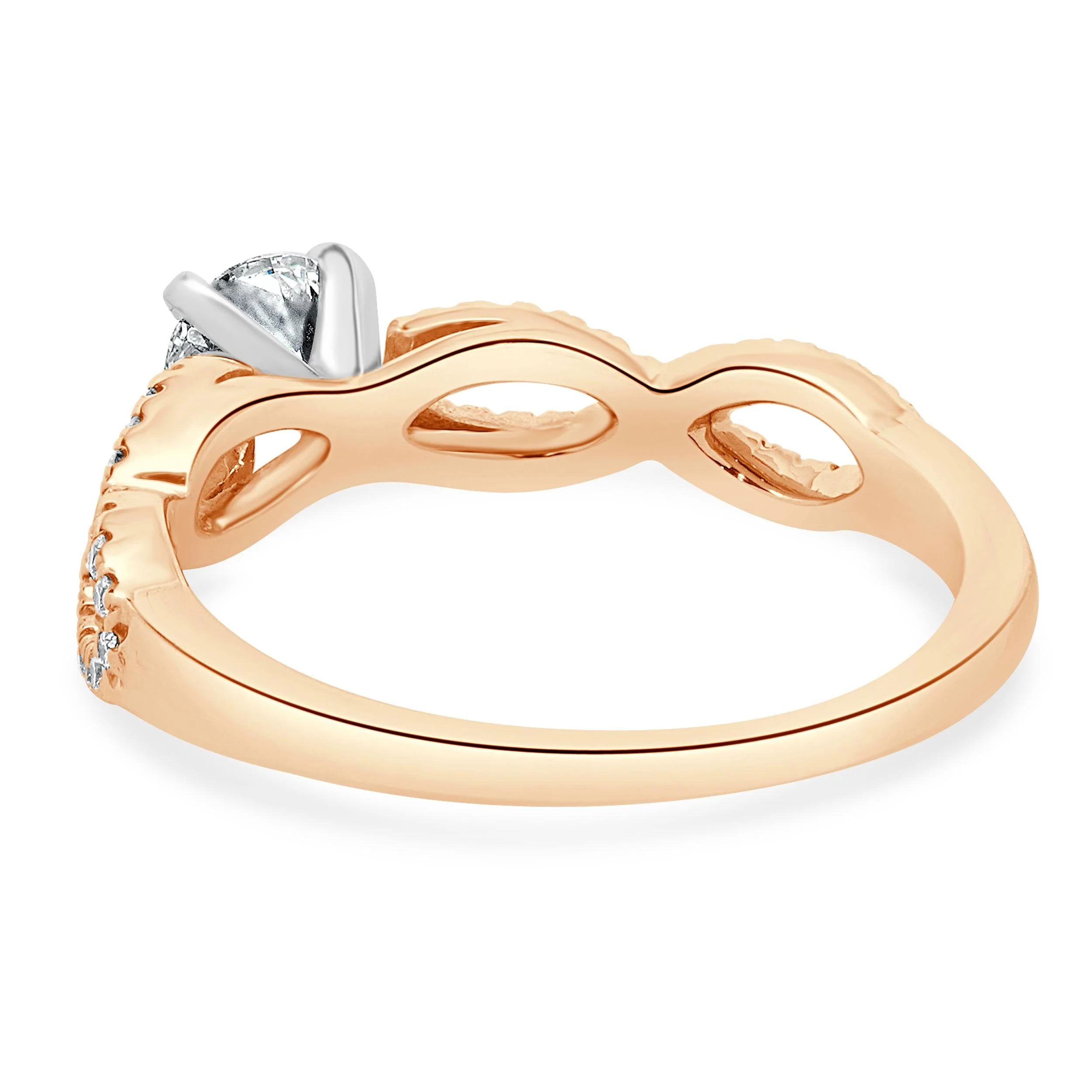 14 Karat Rose Gold Round Brilliant Cut Diamond Engagement Ring - Image 3