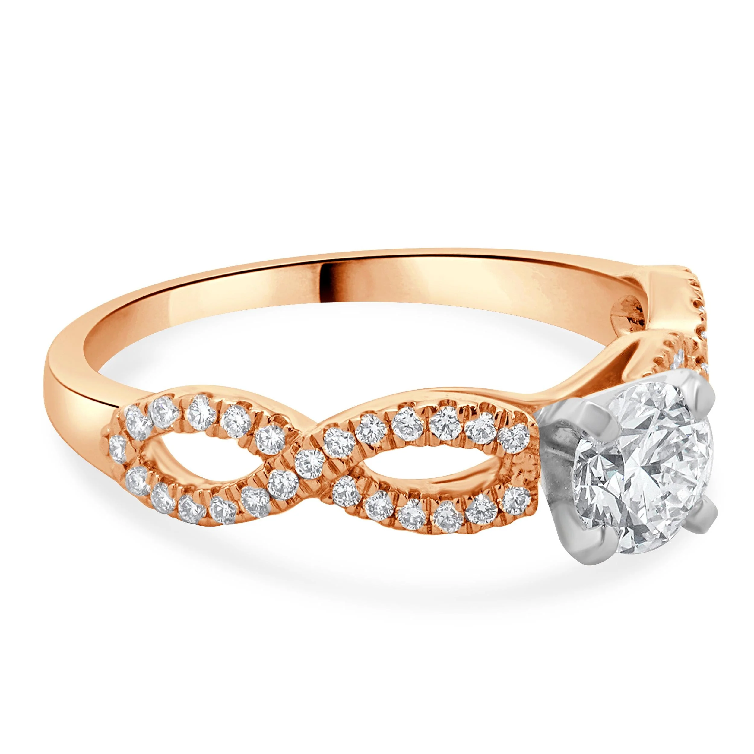14 Karat Rose Gold Round Brilliant Cut Diamond Engagement Ring - Image 4
