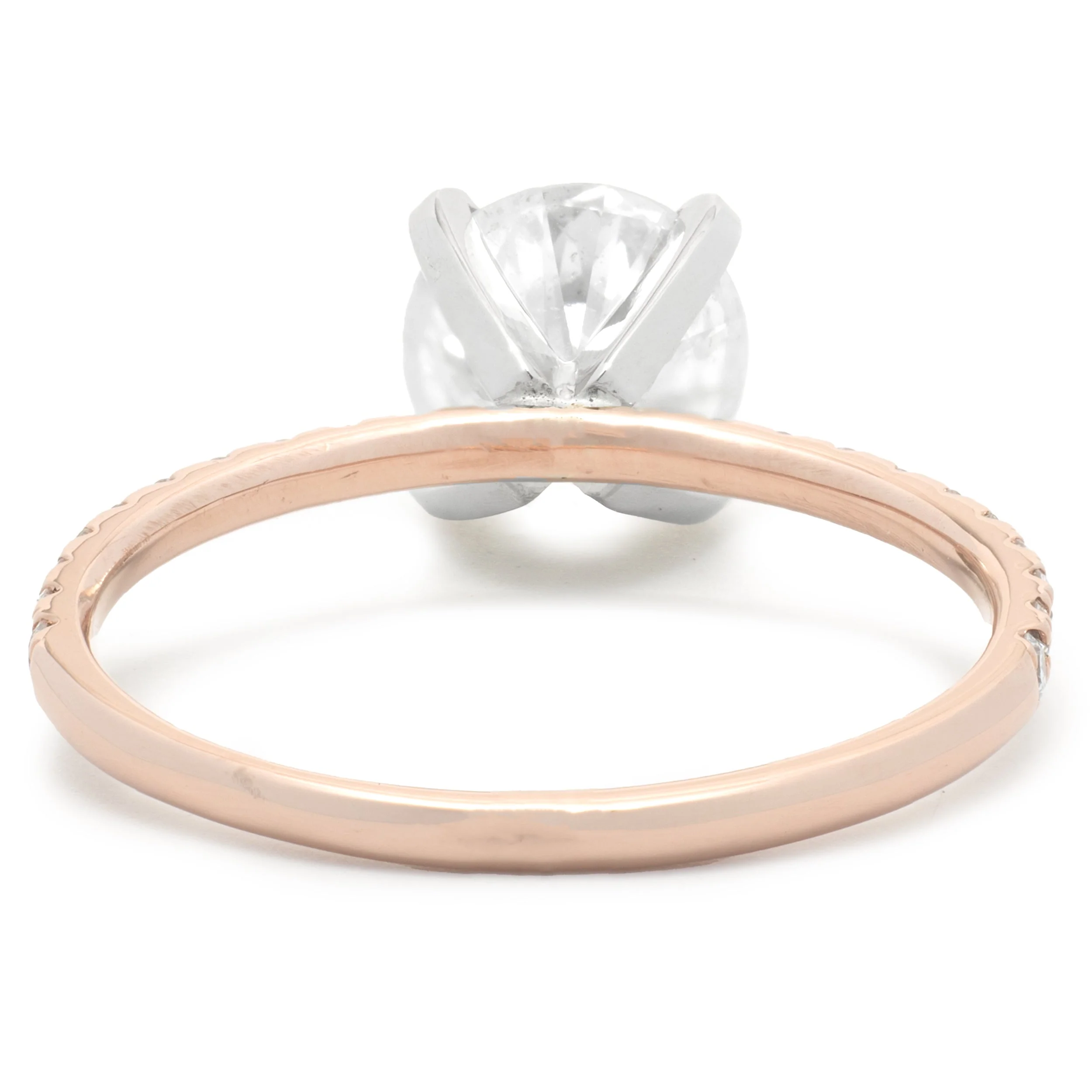 14 Karat Rose Gold Round Brilliant Cut Diamond Engagement Ring - Image 4