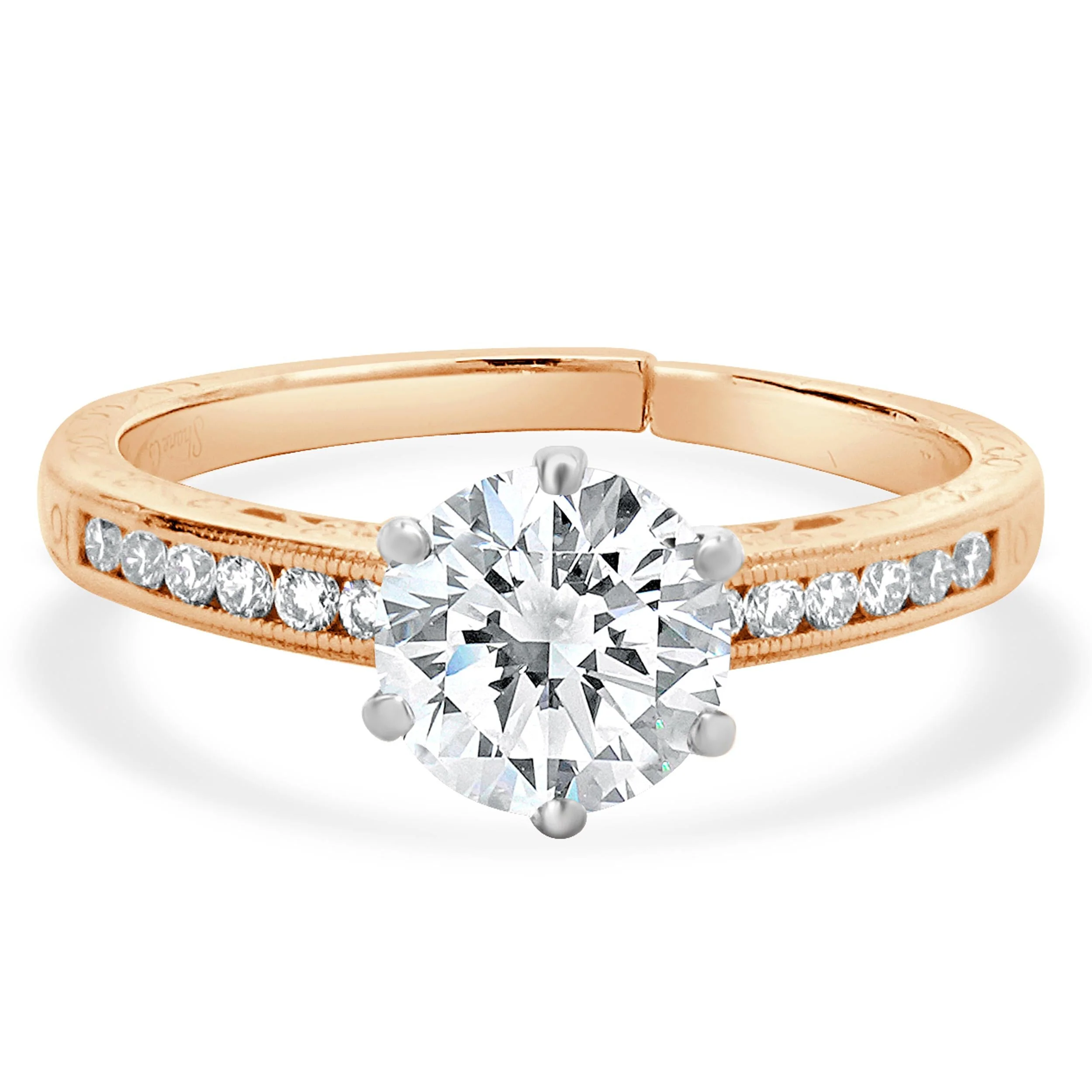 14 Karat Rose Gold Round Brilliant Diamond Engagement Ring