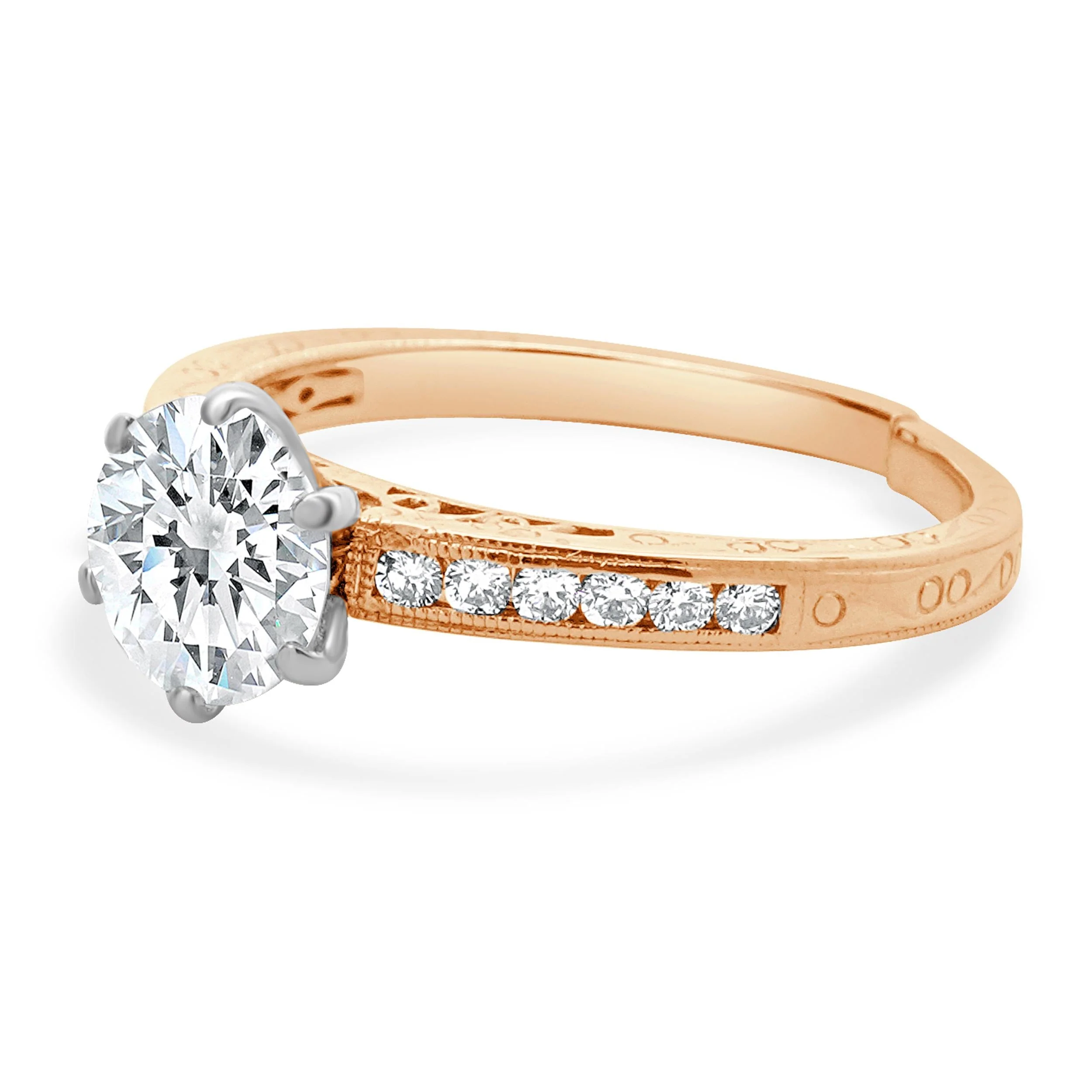 14 Karat Rose Gold Round Brilliant Diamond Engagement Ring - Image 2