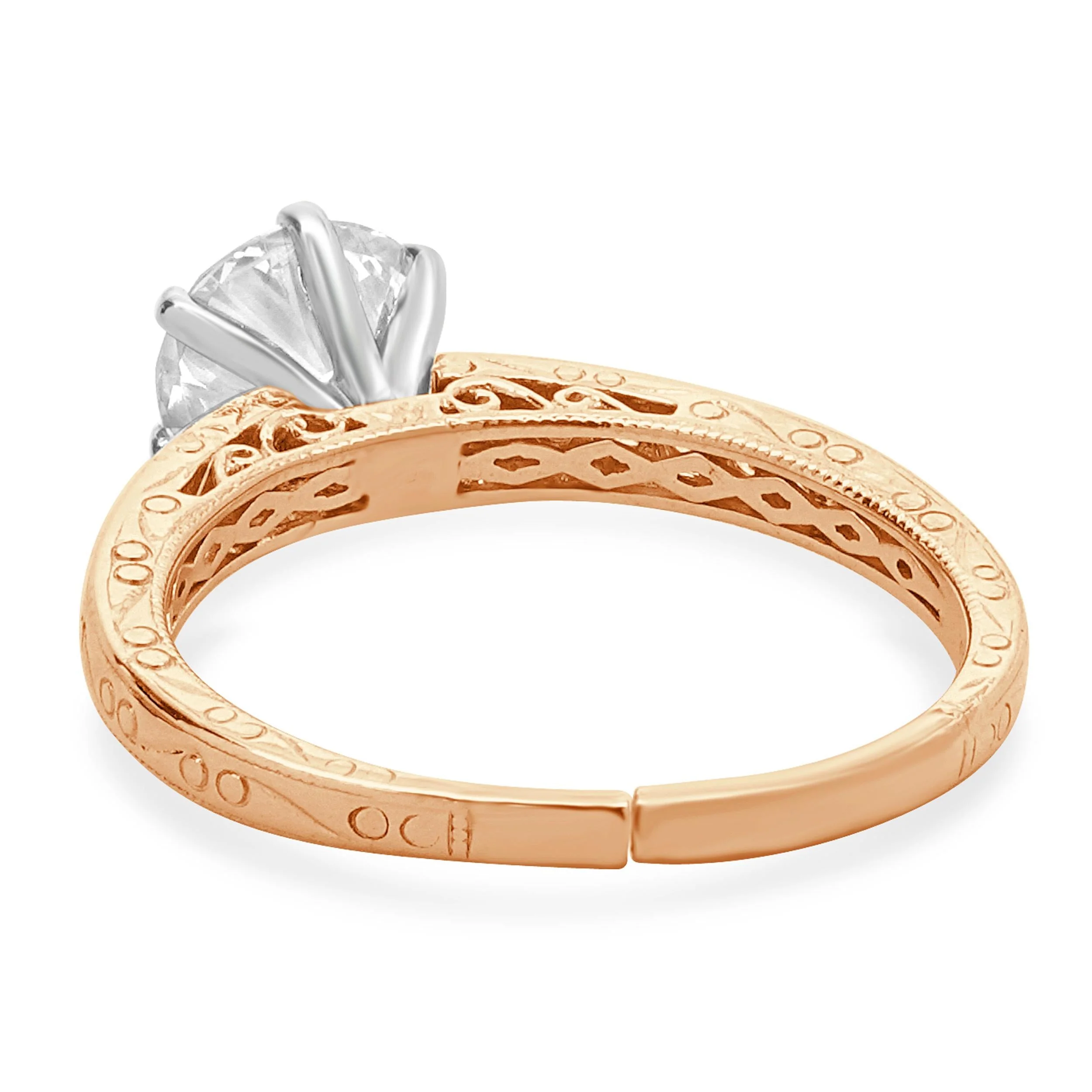 14 Karat Rose Gold Round Brilliant Diamond Engagement Ring - Image 3