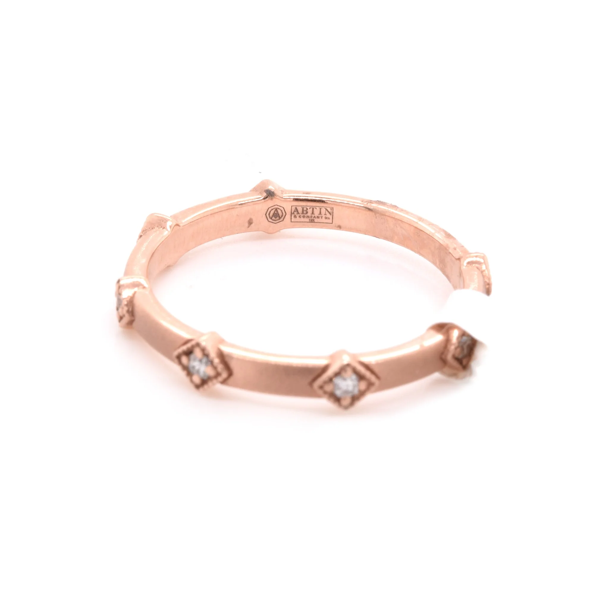 14 Karat Rose Gold Satin Finished Diamond Band - Image 2