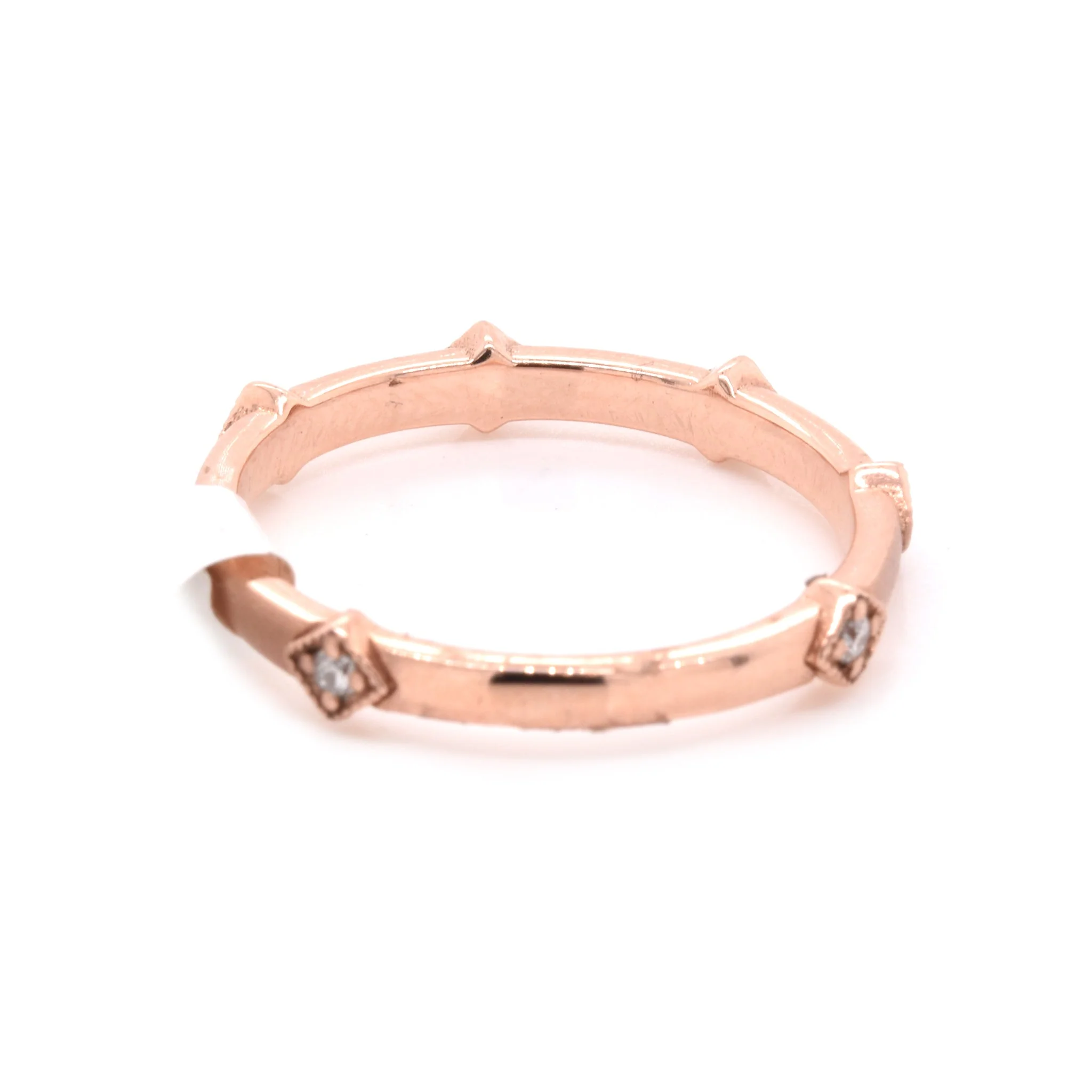 14 Karat Rose Gold Satin Finished Diamond Band - Image 3