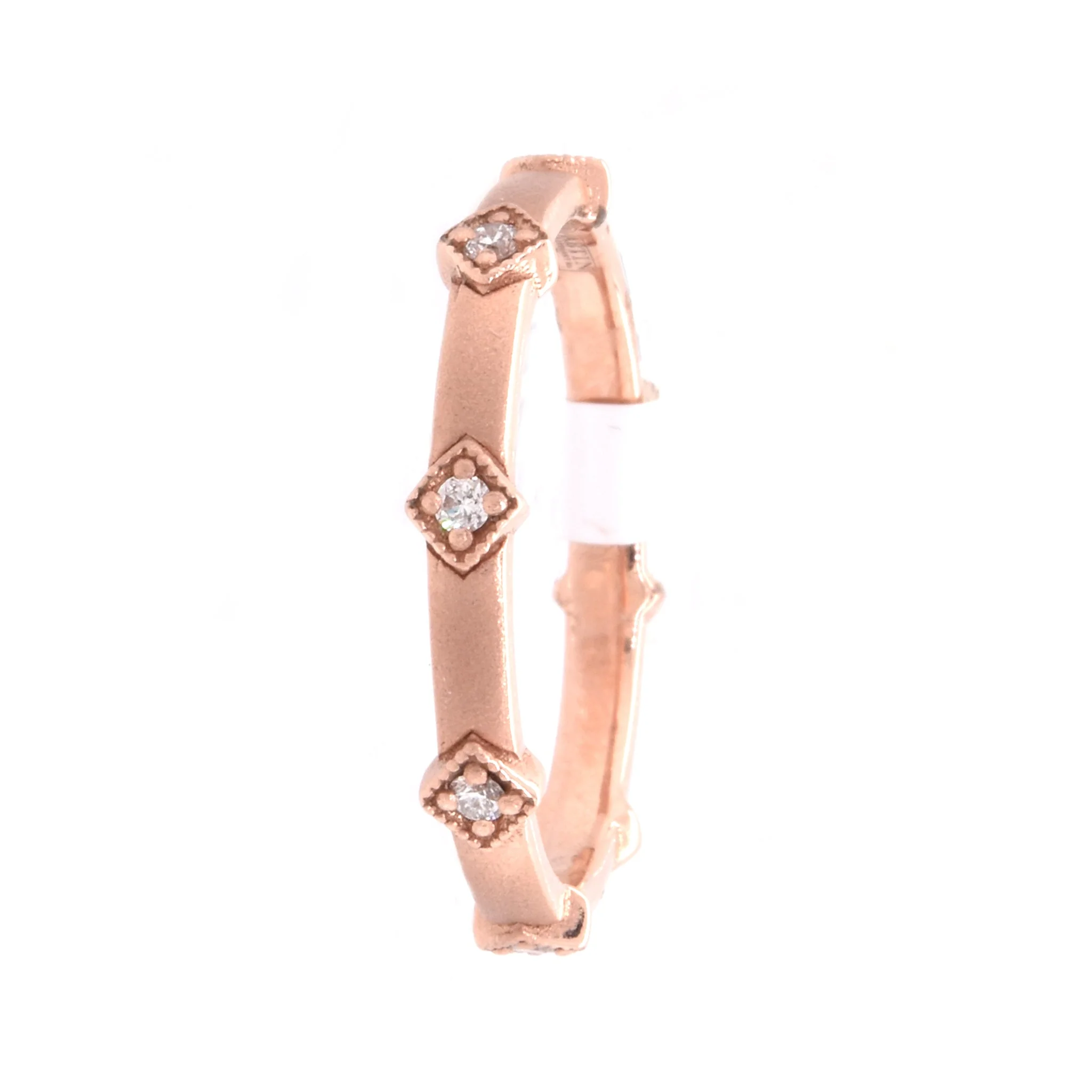 14 Karat Rose Gold Satin Finished Diamond Band - Image 4