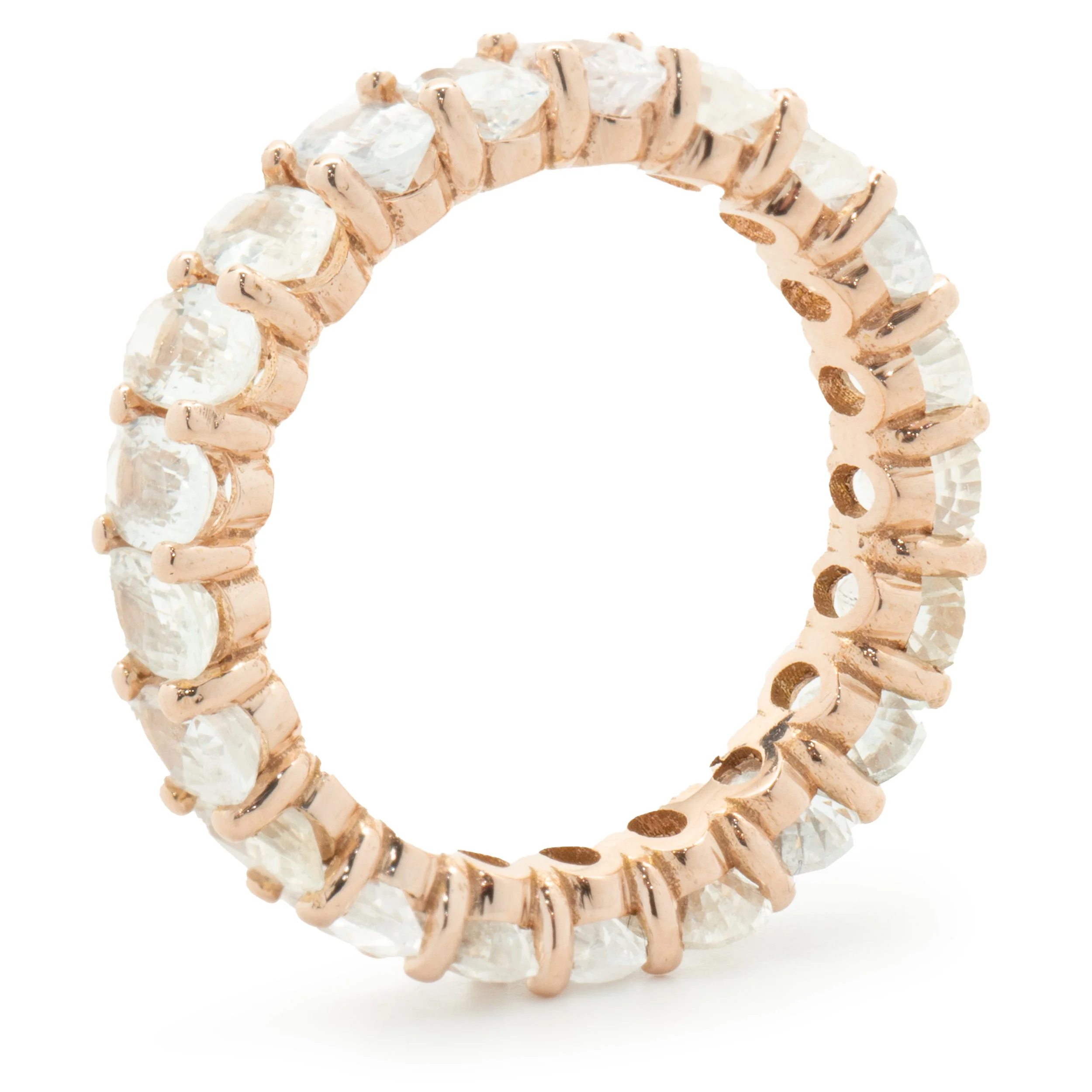 14 Karat Rose Gold White Sapphire Eternity Band - Image 2