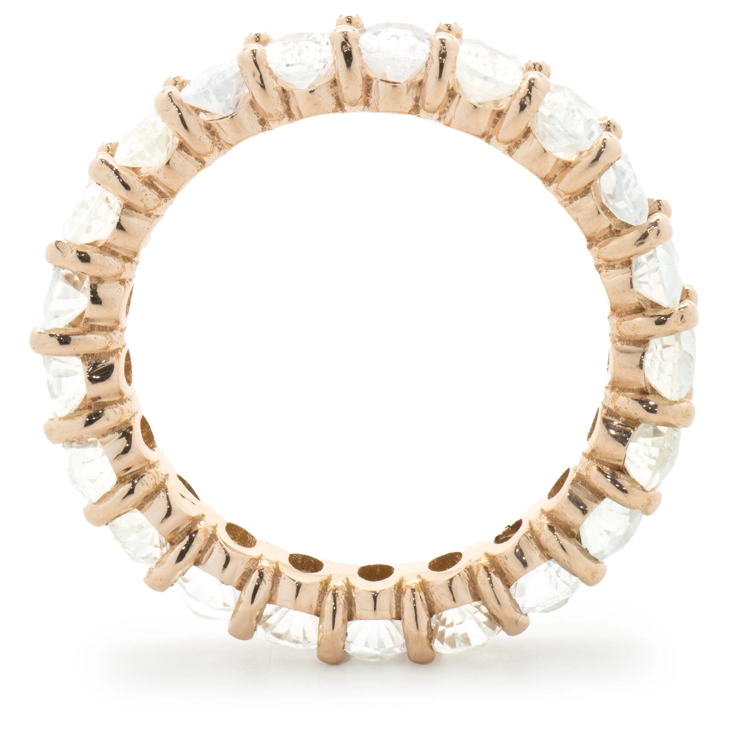 14 Karat Rose Gold White Sapphire Eternity Band - Image 3