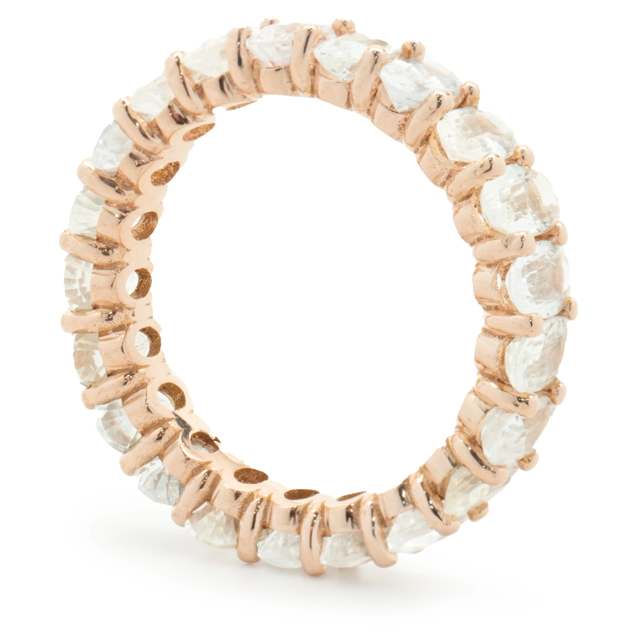 14 Karat Rose Gold White Sapphire Eternity Band - Image 4