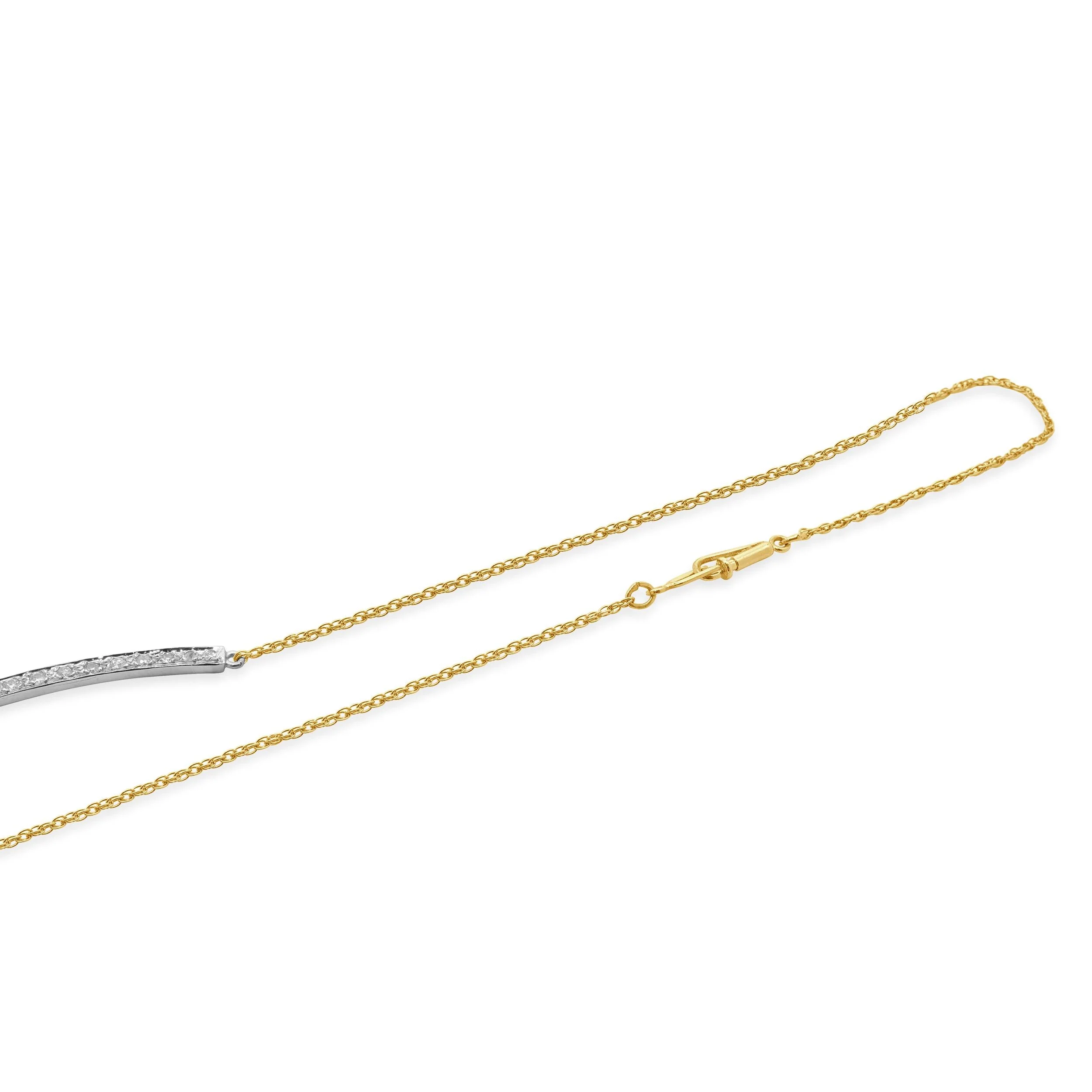 14 Karat Two Tone Diamond Bar Drop Necklace - Image 4